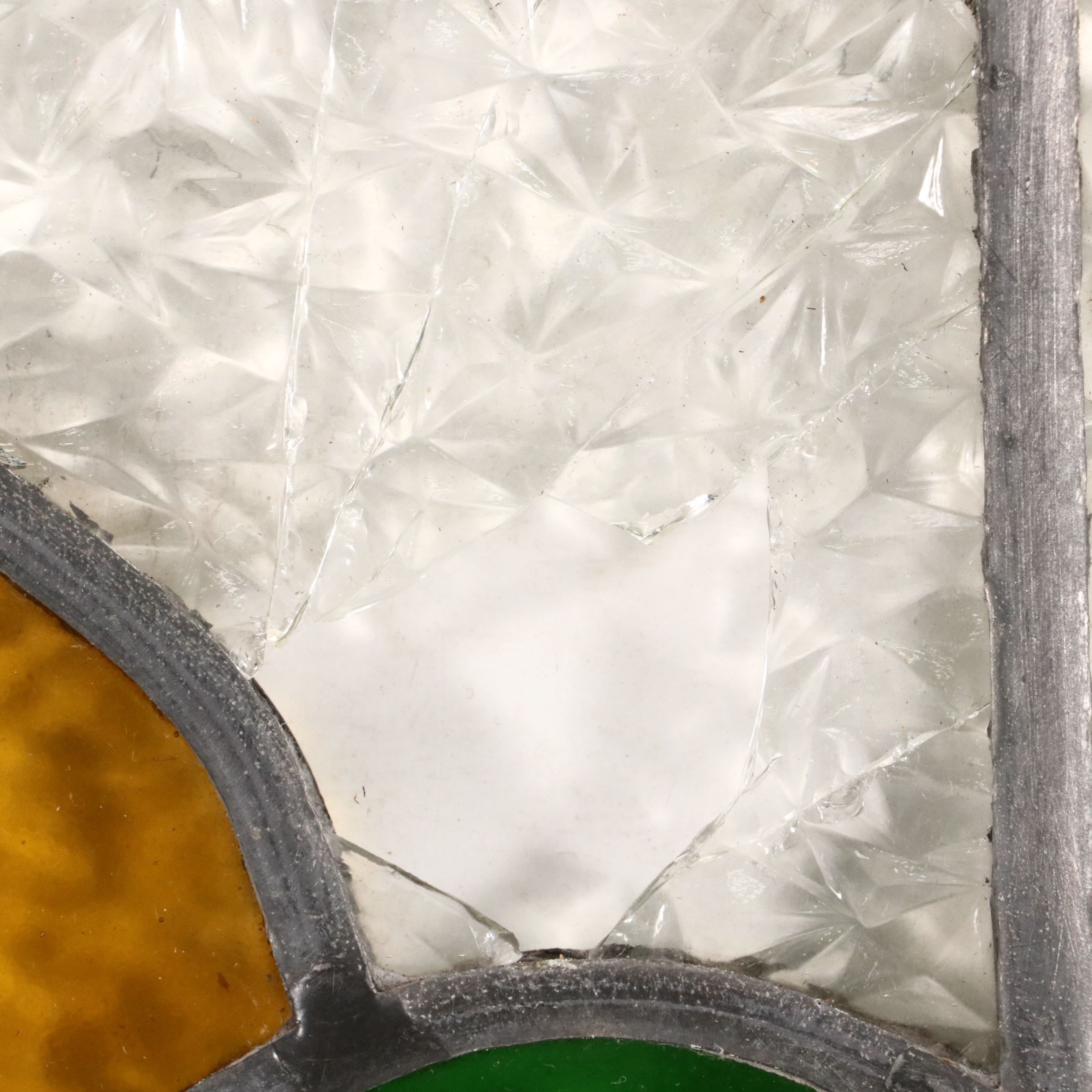 English Style Geometric Stained Lead Glass Window Panel