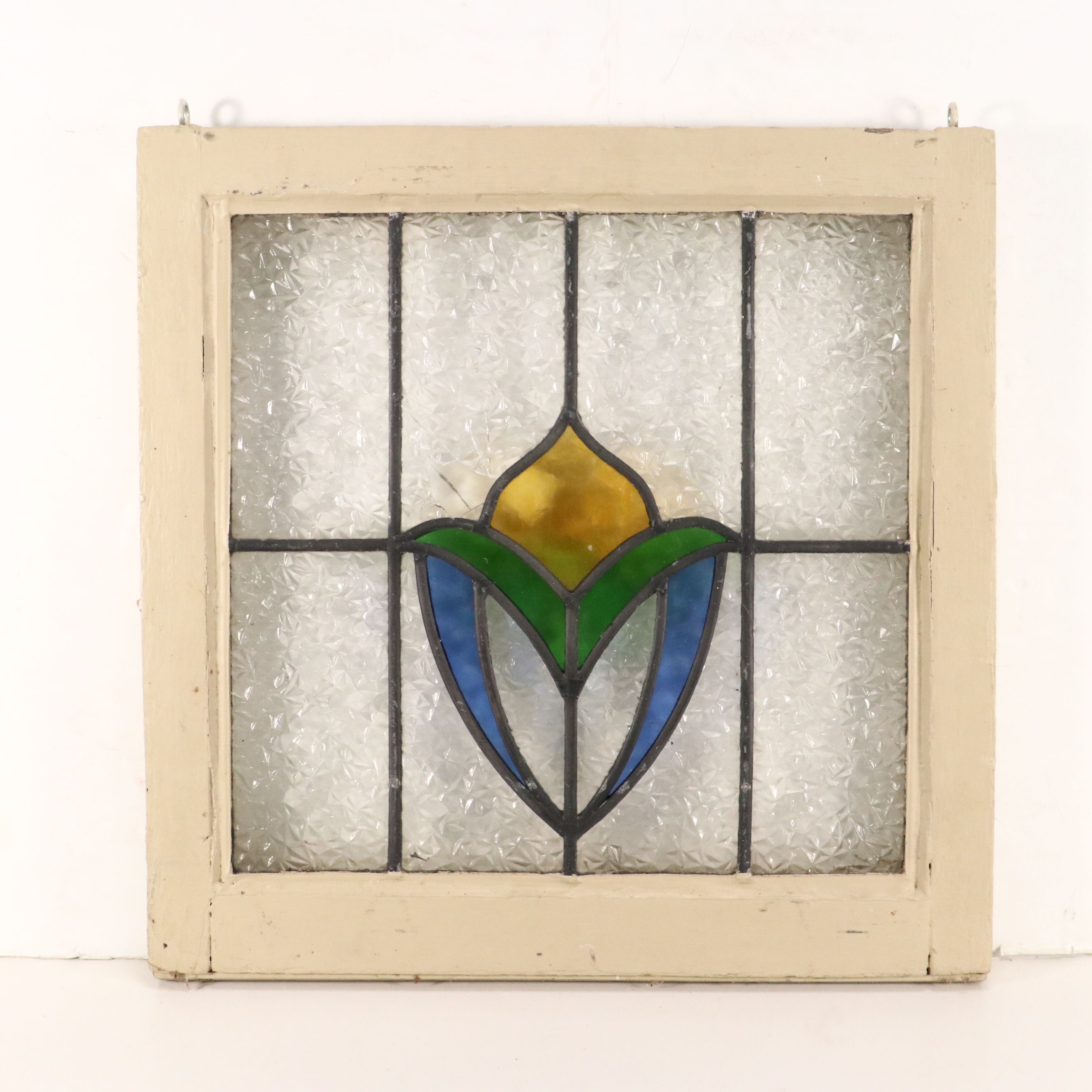 English Style Geometric Stained Lead Glass Window Panel
