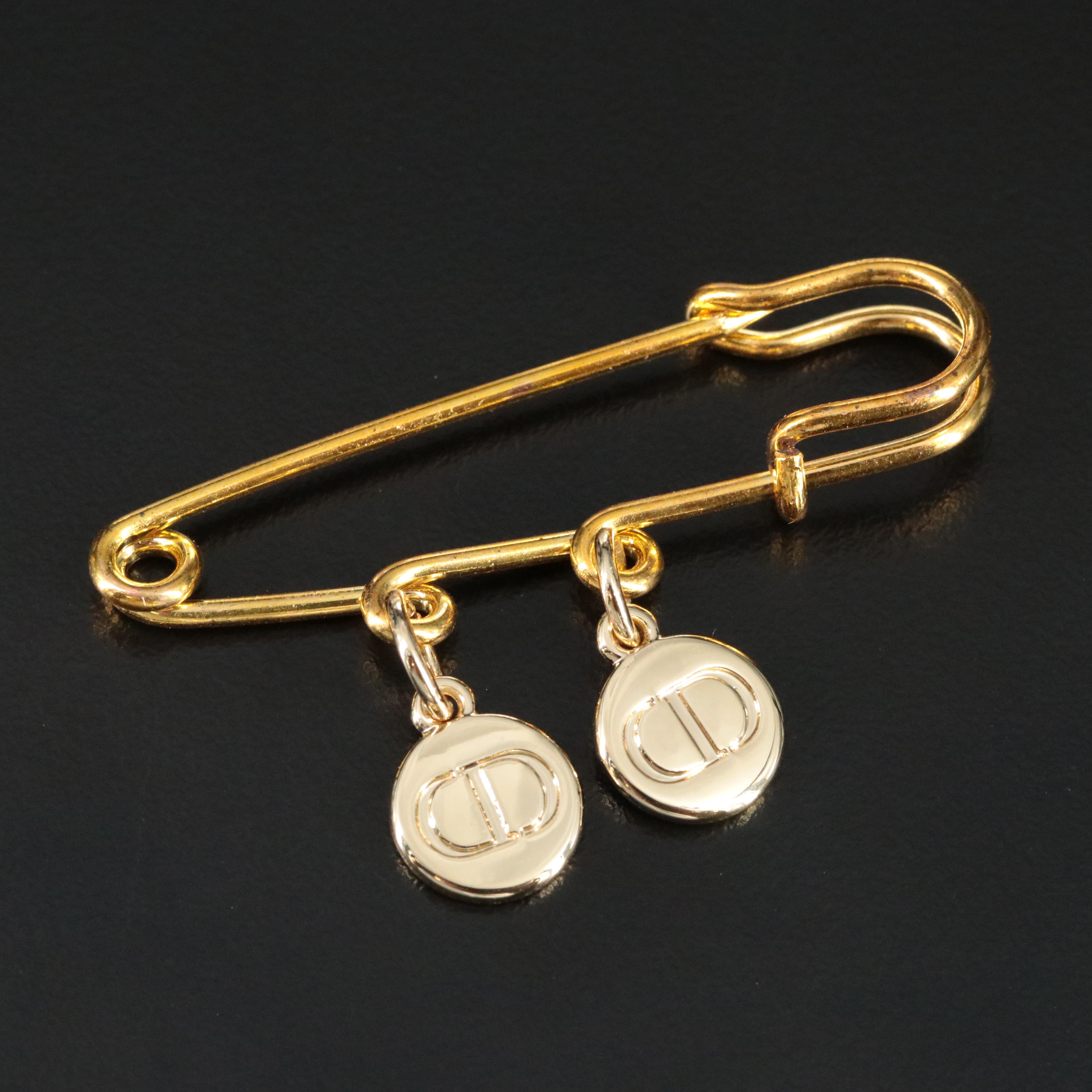 Christian Dior CD Charm Safety Pin