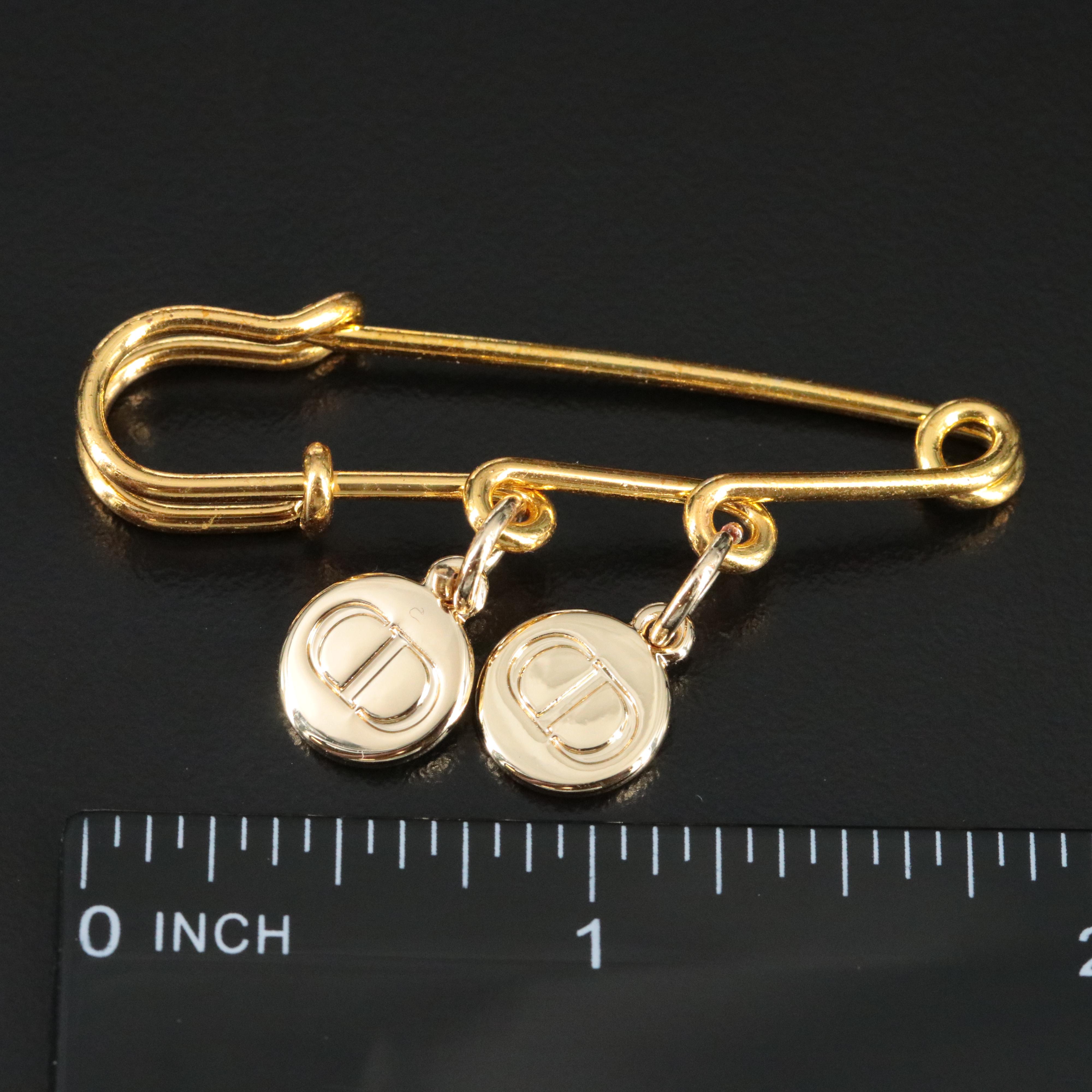 Christian Dior CD Charm Safety Pin