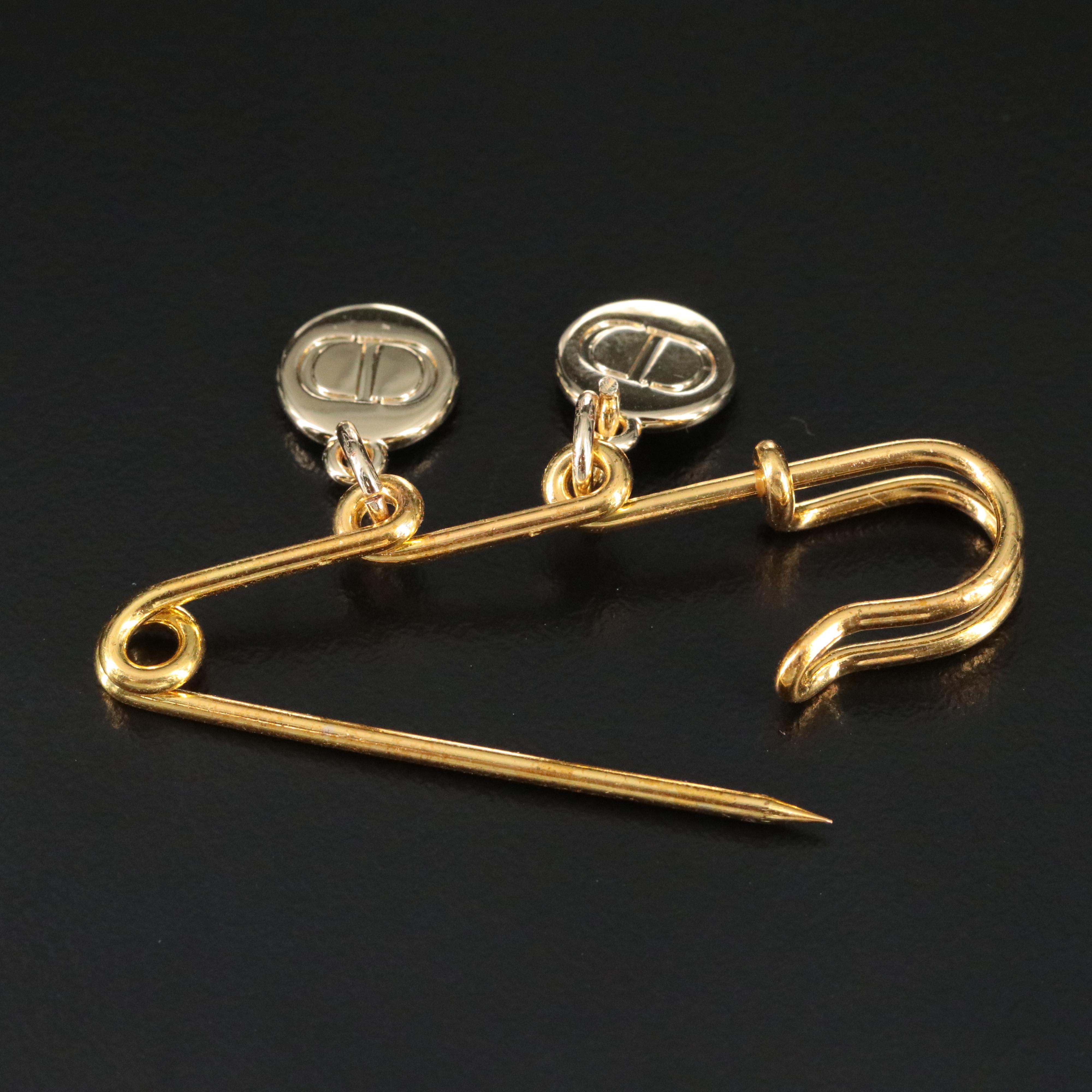 Christian Dior CD Charm Safety Pin