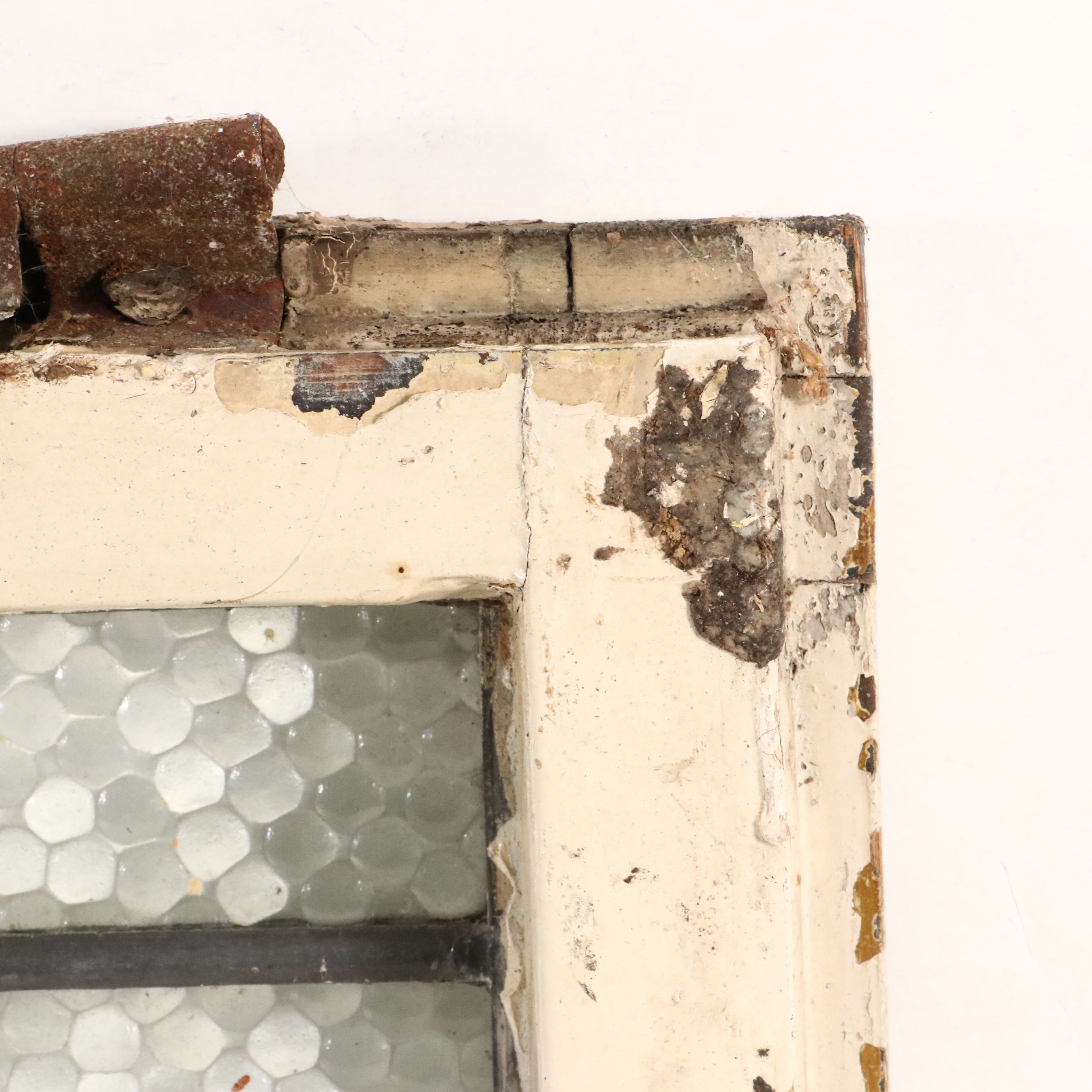 English Style Art Deco Yellow and Pink Stained Lead Glass Window Panel