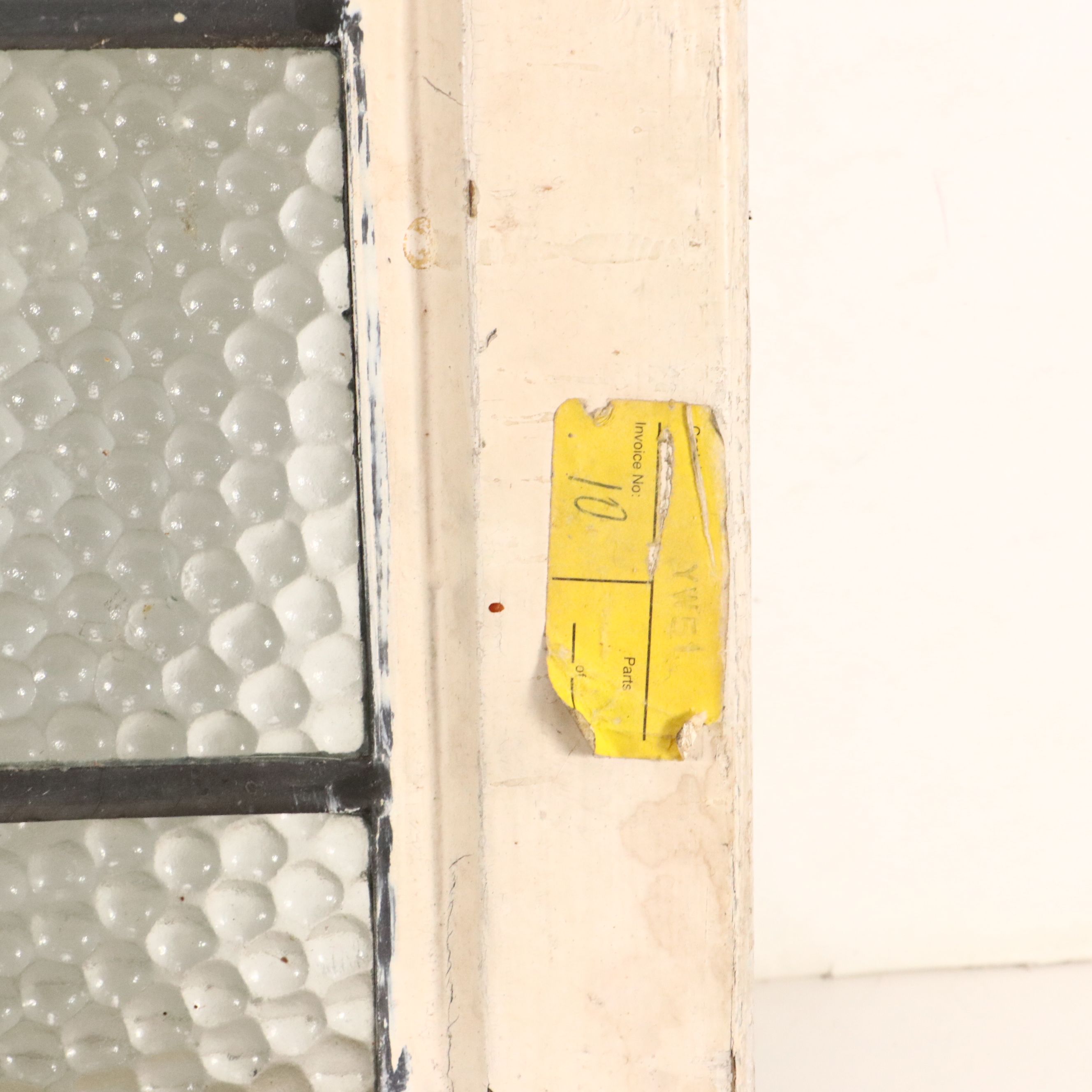 English Style Art Deco Yellow and Pink Stained Lead Glass Window Panel