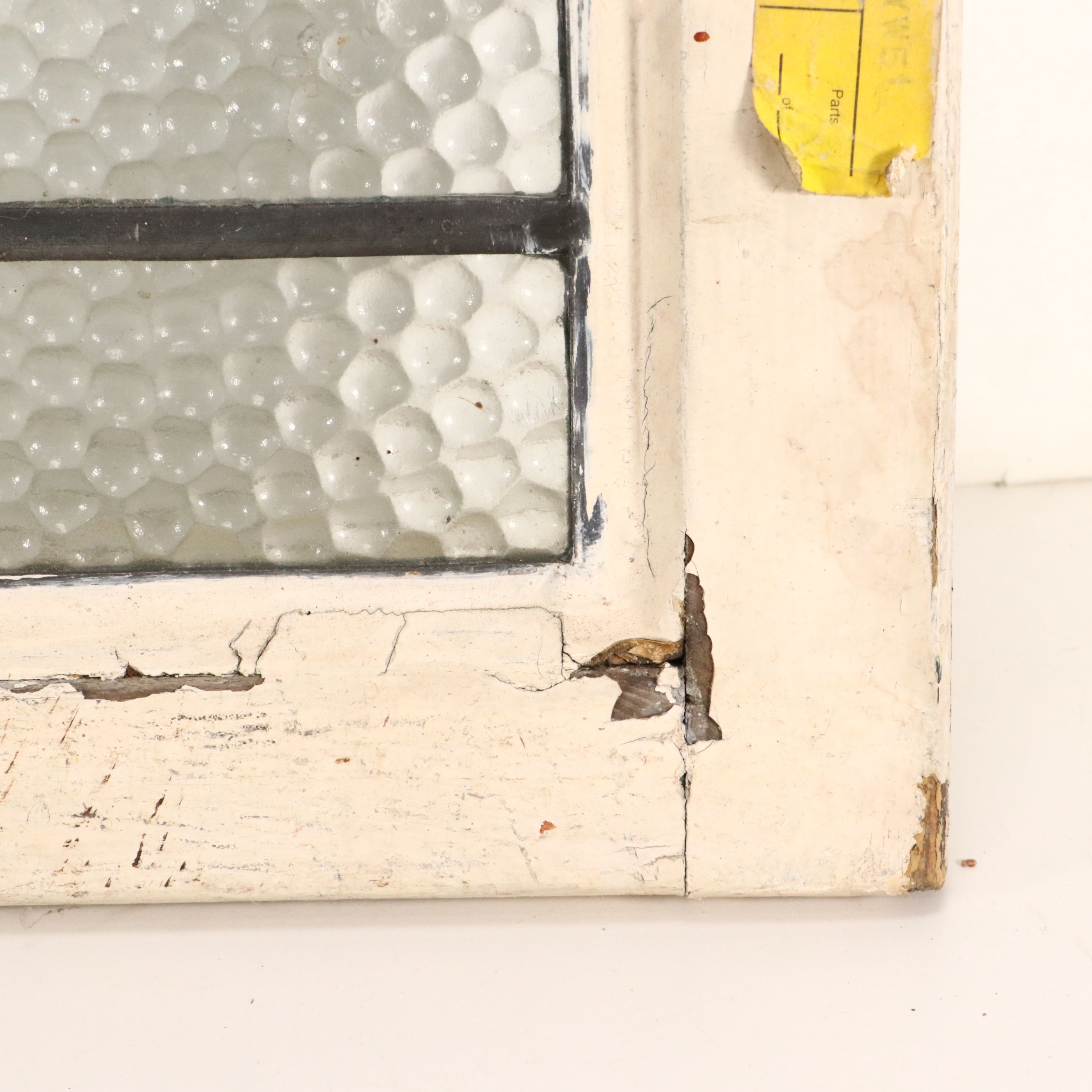 English Style Art Deco Yellow and Pink Stained Lead Glass Window Panel