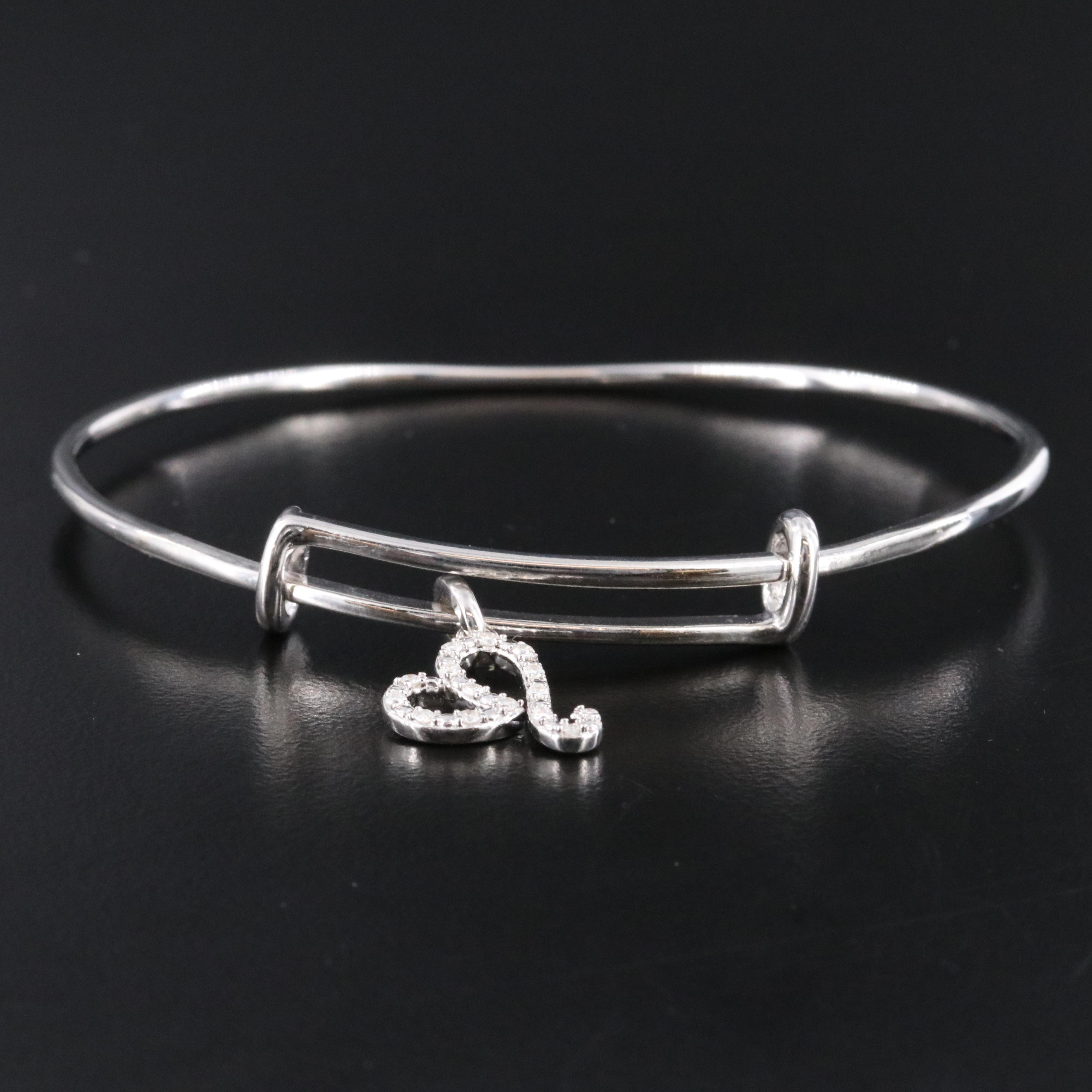 Sterling and Diamond Bracelet with Stylized Heart