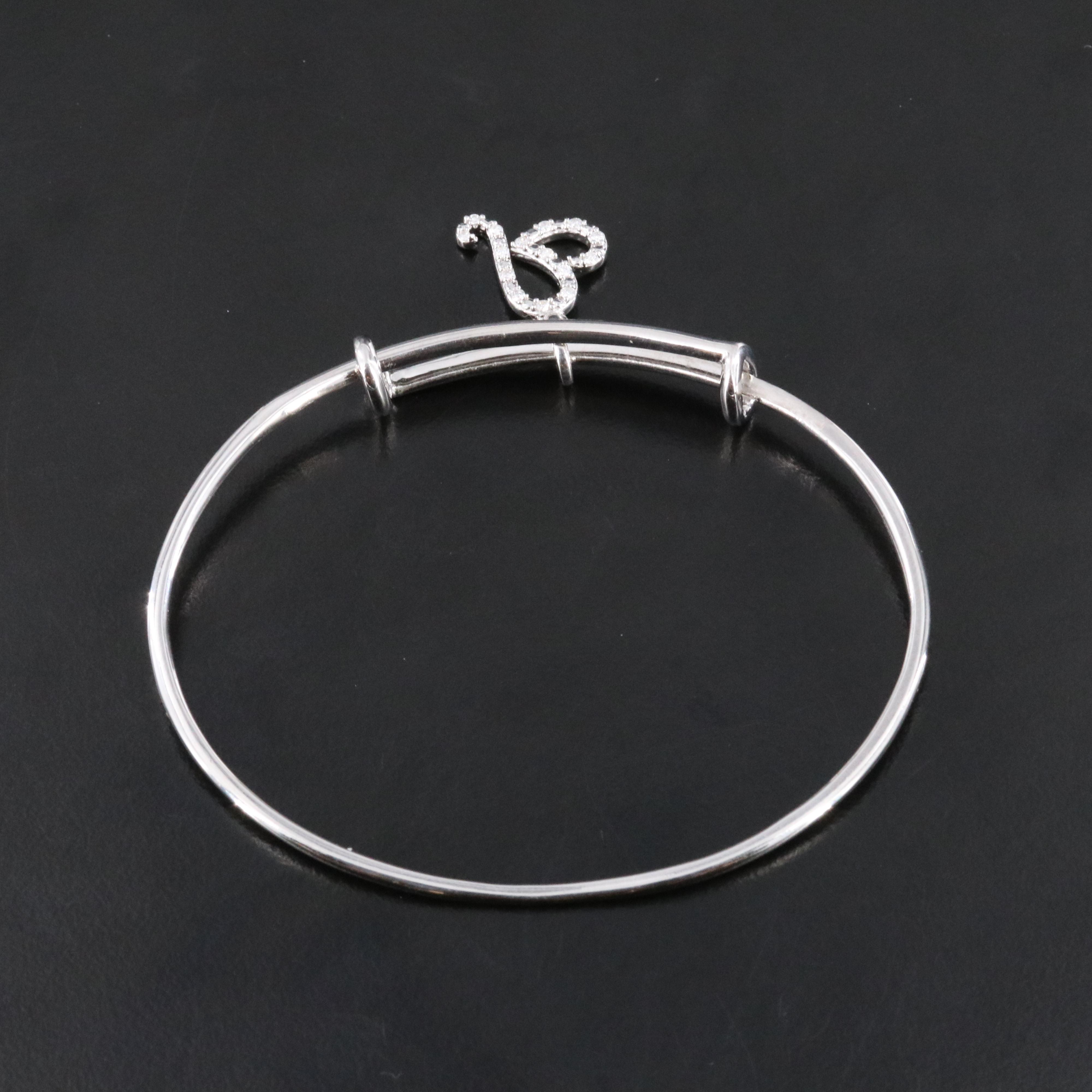 Sterling and Diamond Bracelet with Stylized Heart
