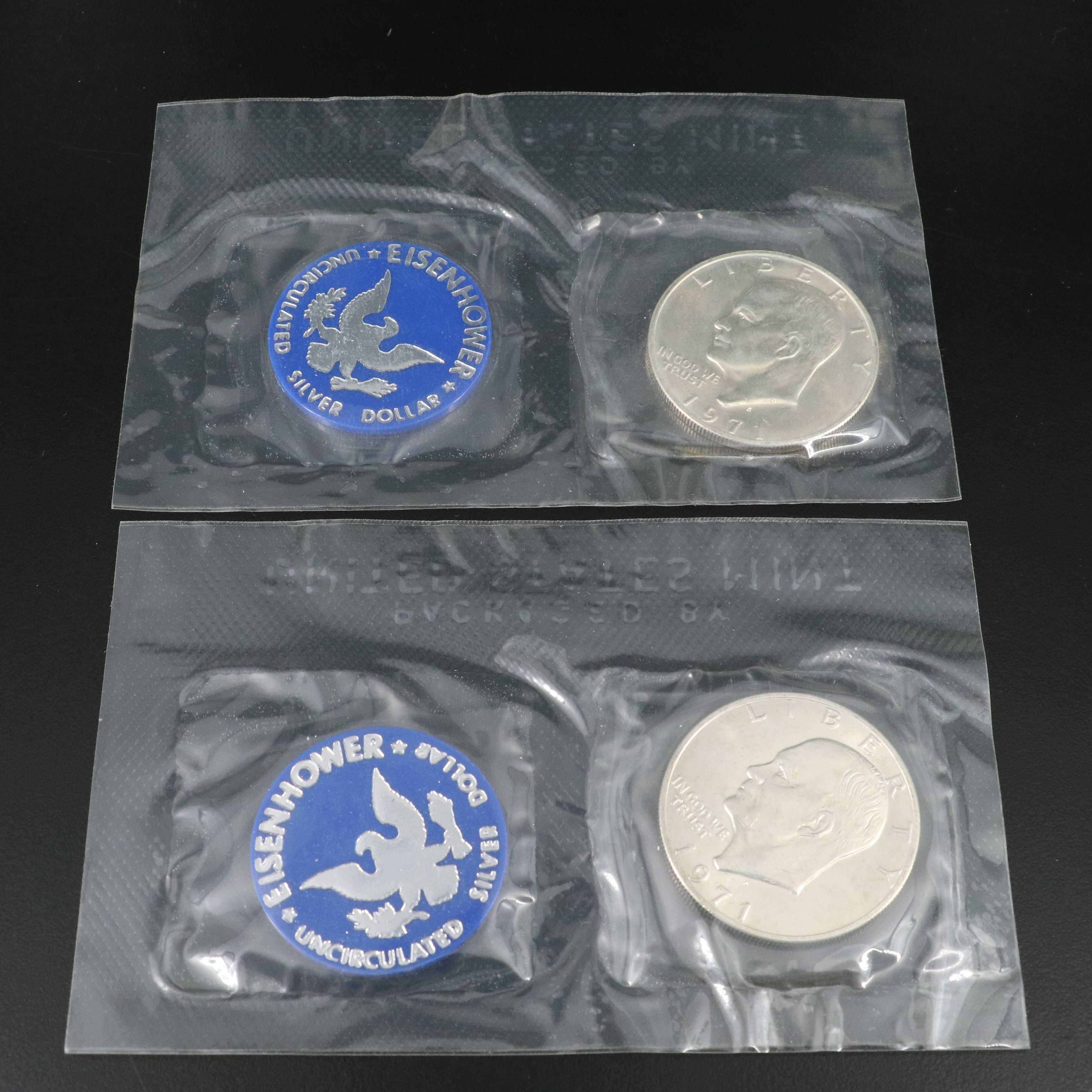 Eleven 1971-S Uncirculated Eisenhower Silver Dollars