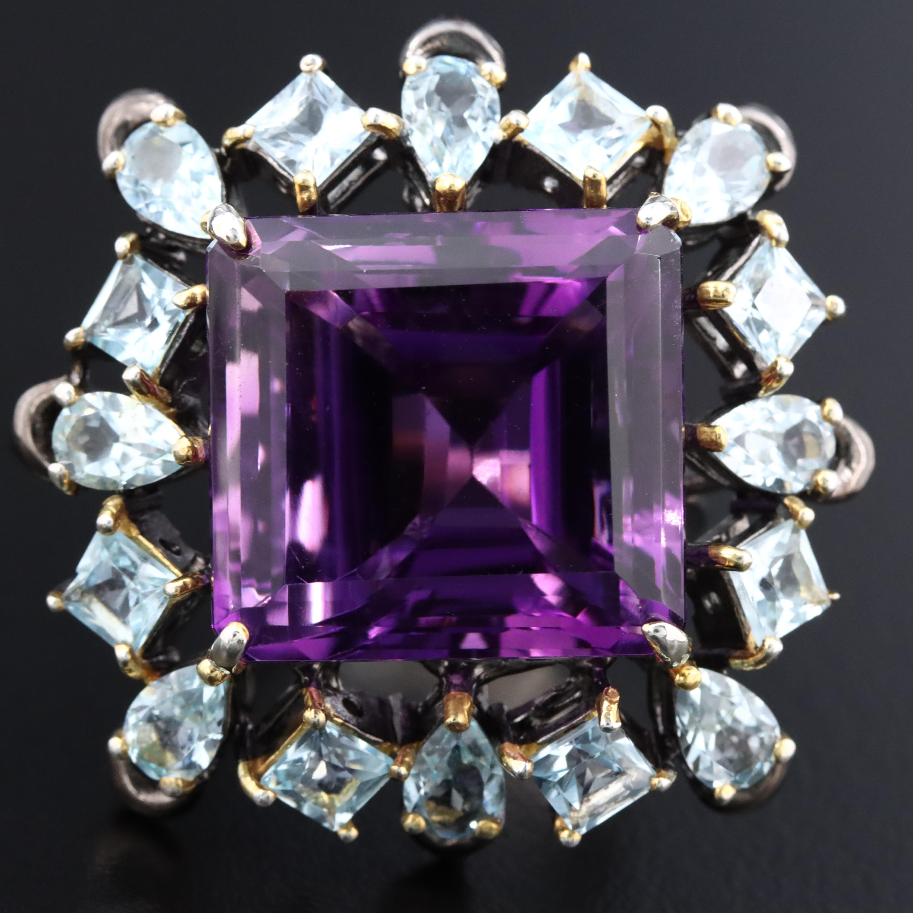 Sterling Amethyst and Topaz Ring
