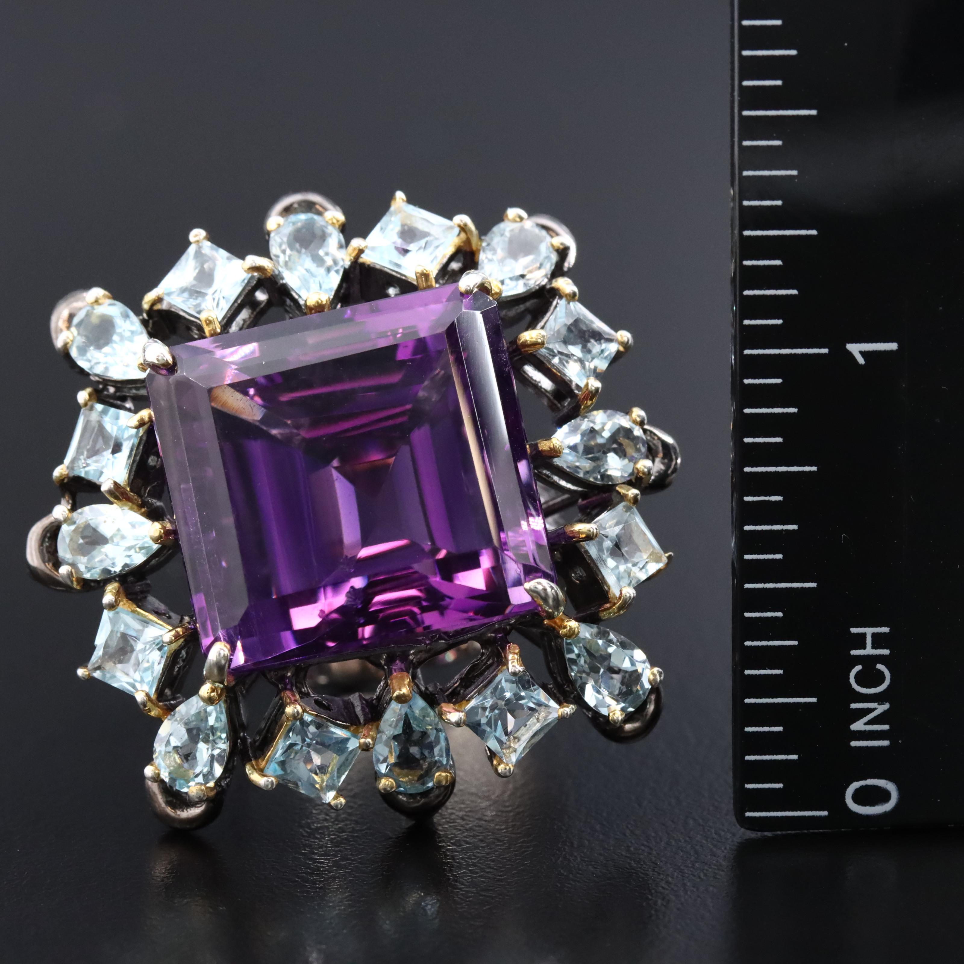 Sterling Amethyst and Topaz Ring