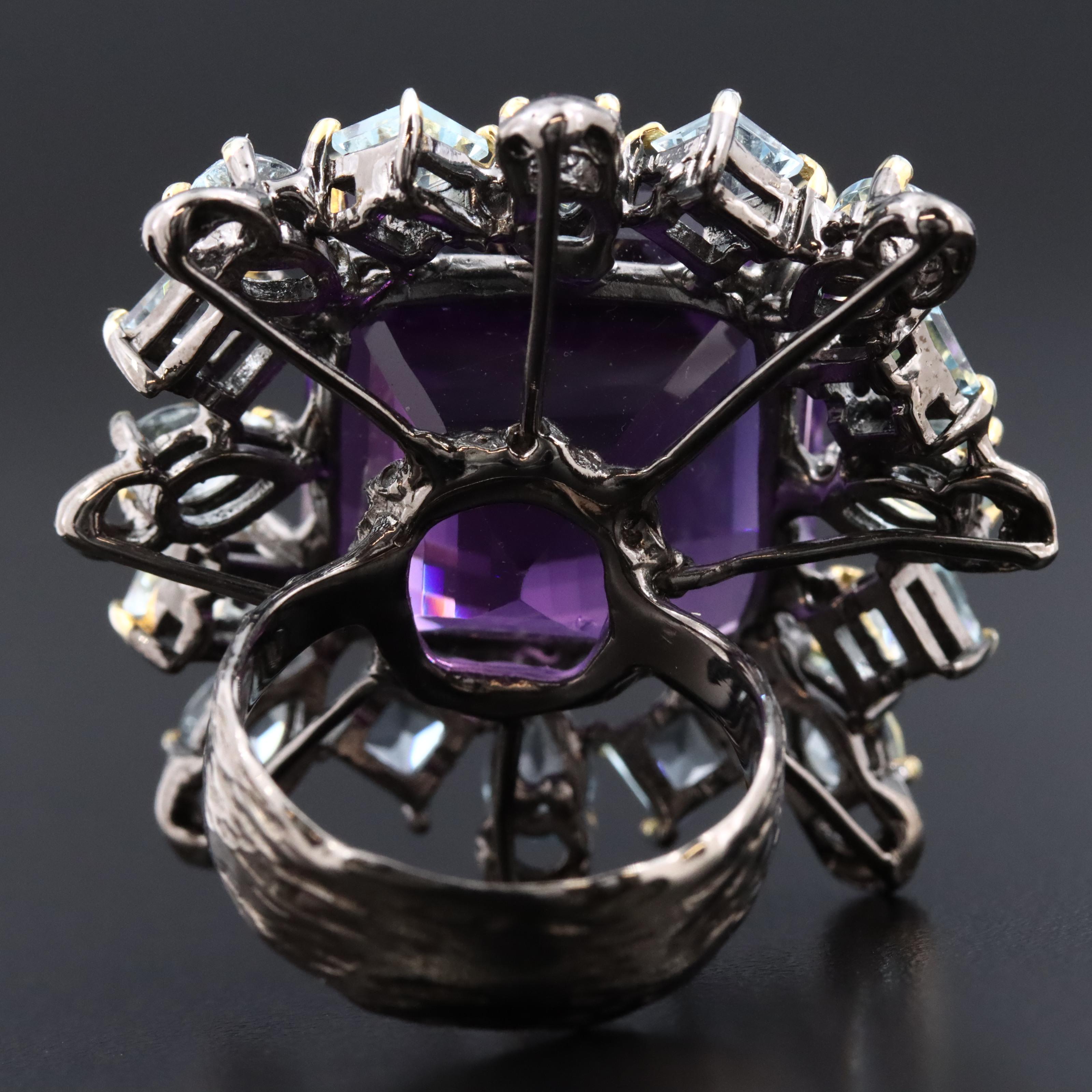 Sterling Amethyst and Topaz Ring