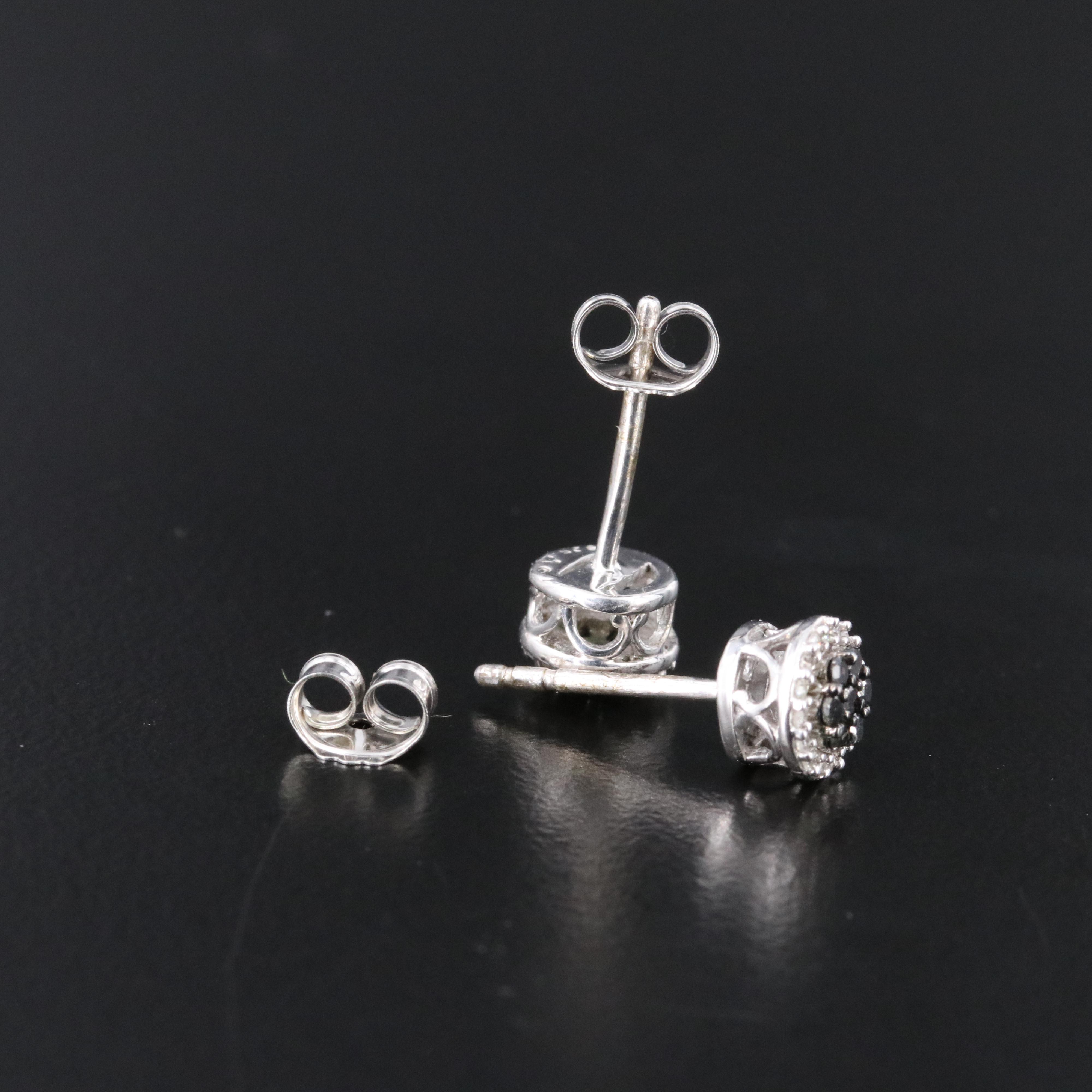Sterling and Diamond Earrings Including Fancy Black Diamonds