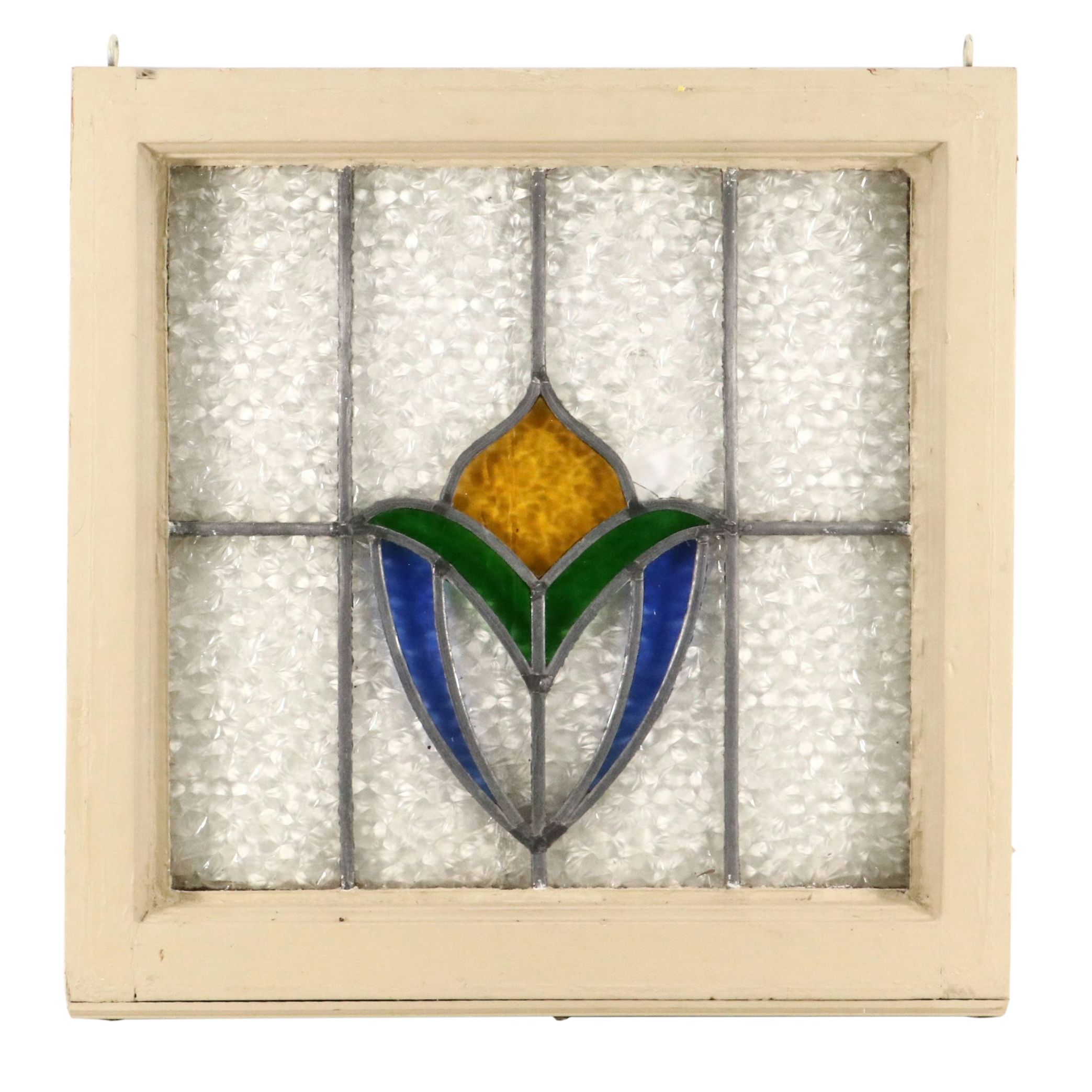 English Style Geometric Stained Lead Glass Window Panel