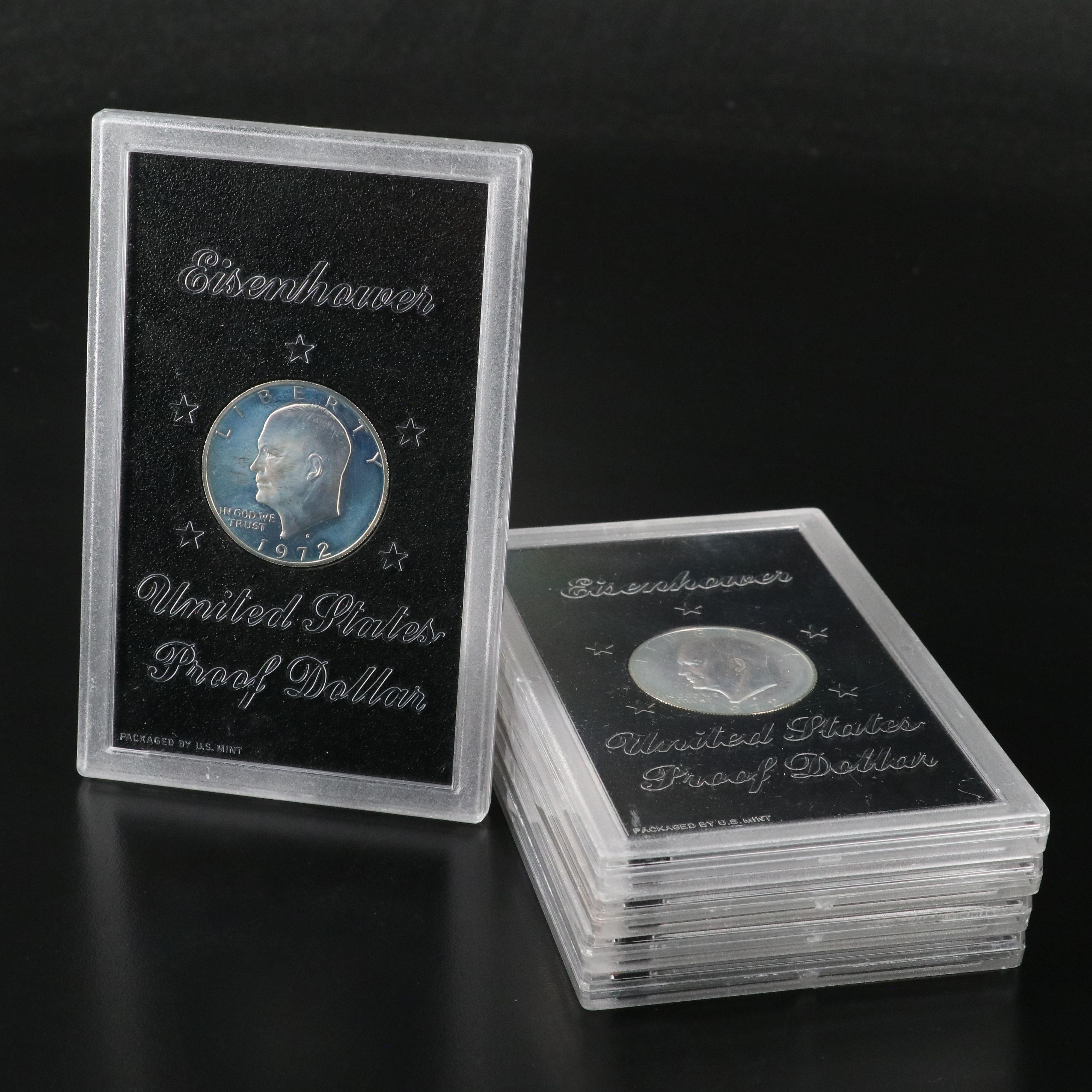 Five Silver Eisenhower Proof Dollars, 1971-1972