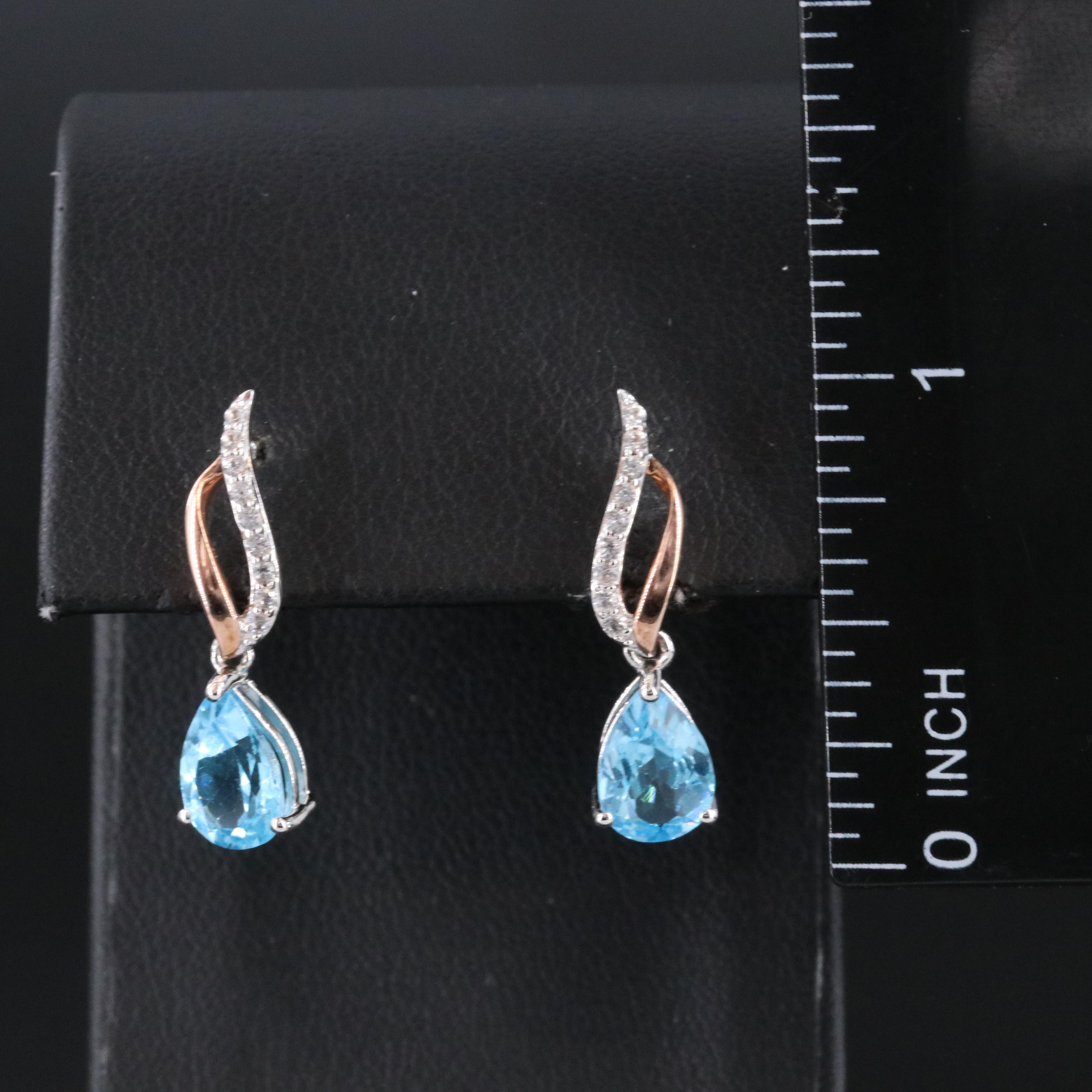 Sterling Swiss Blue Topaz and White Sapphire Earrings