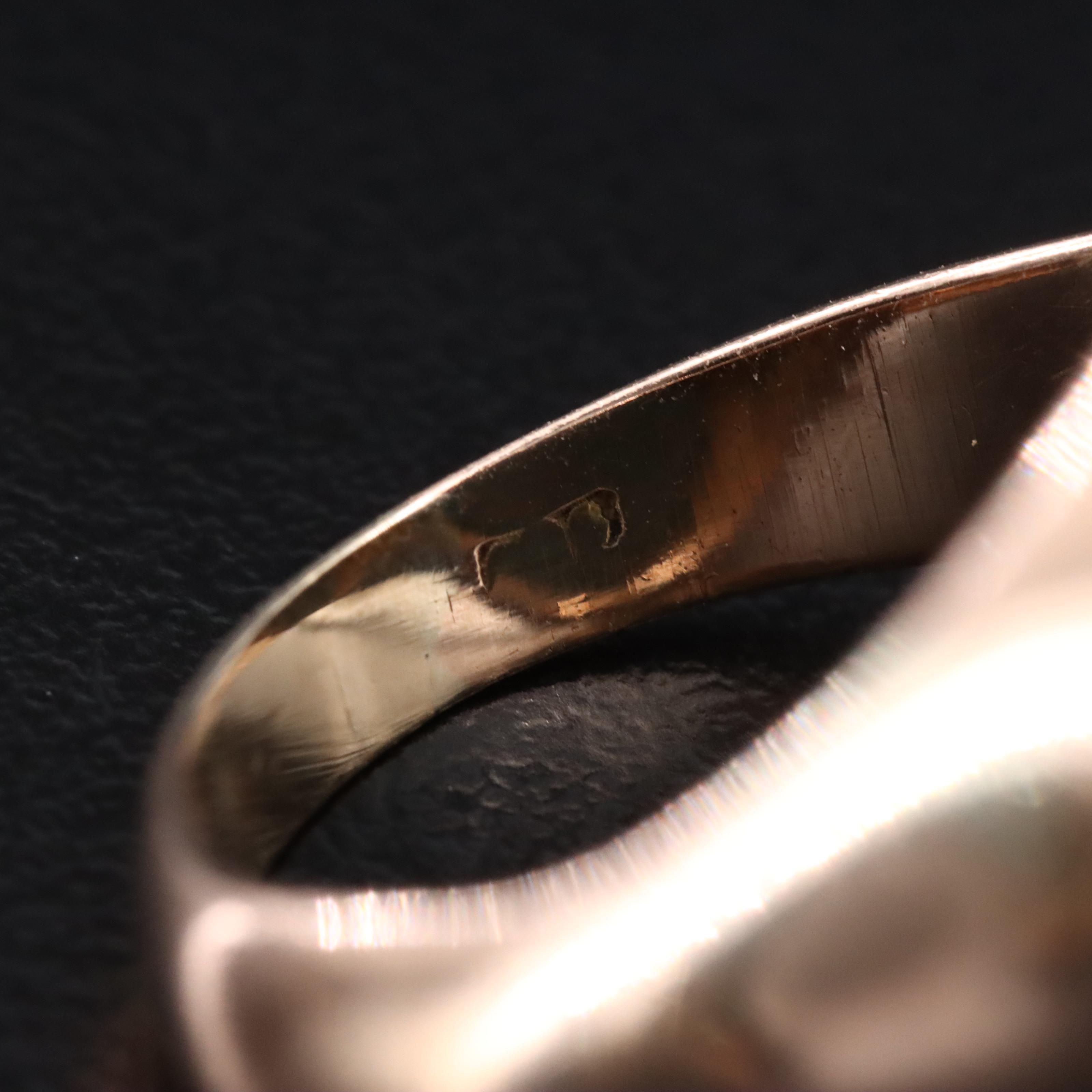 Vintage 10K Rose Gold Bloodstone Intaglio Ring with Latin Motto