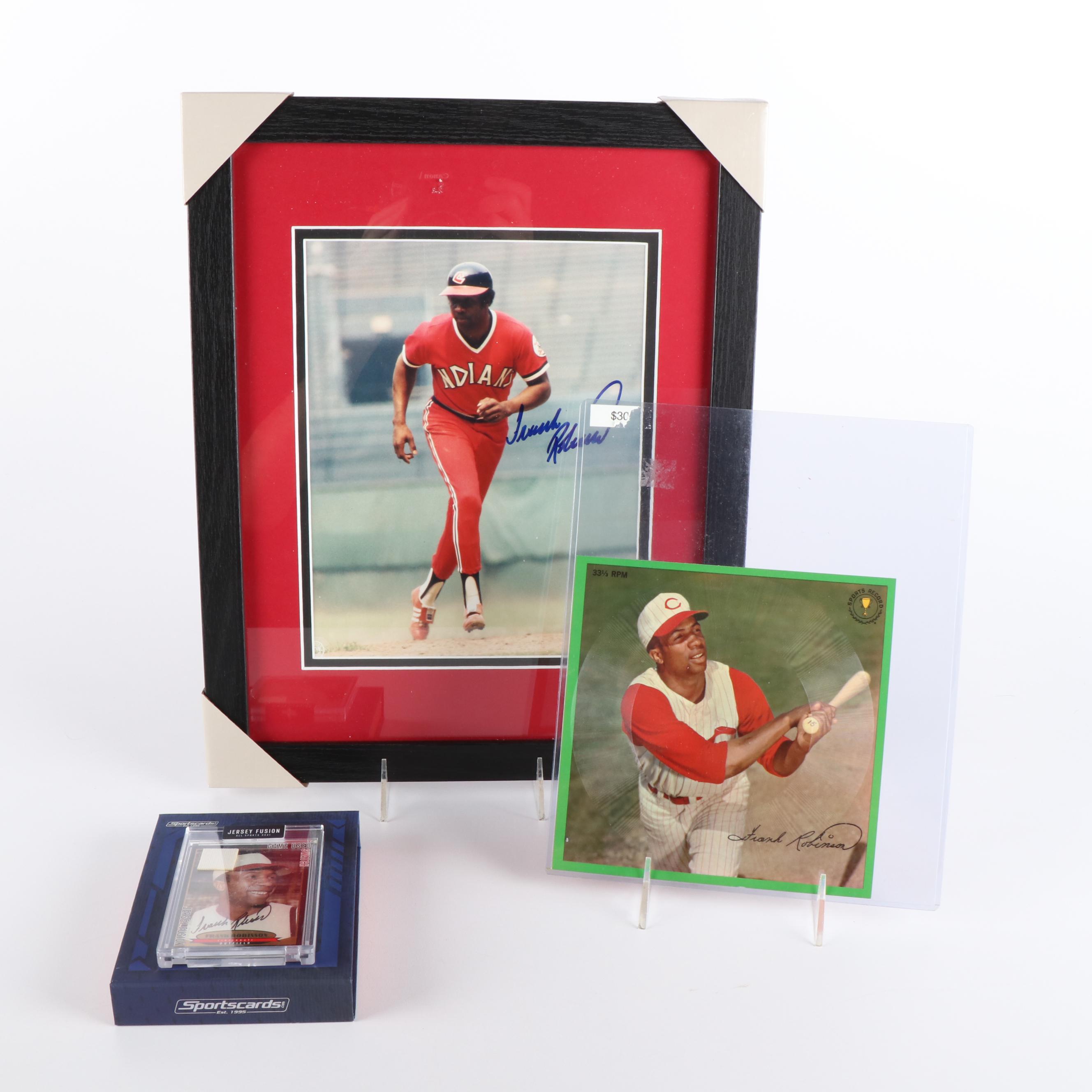 Frank Robinson Signed Framed Photo and Other Robinson Memorabilia