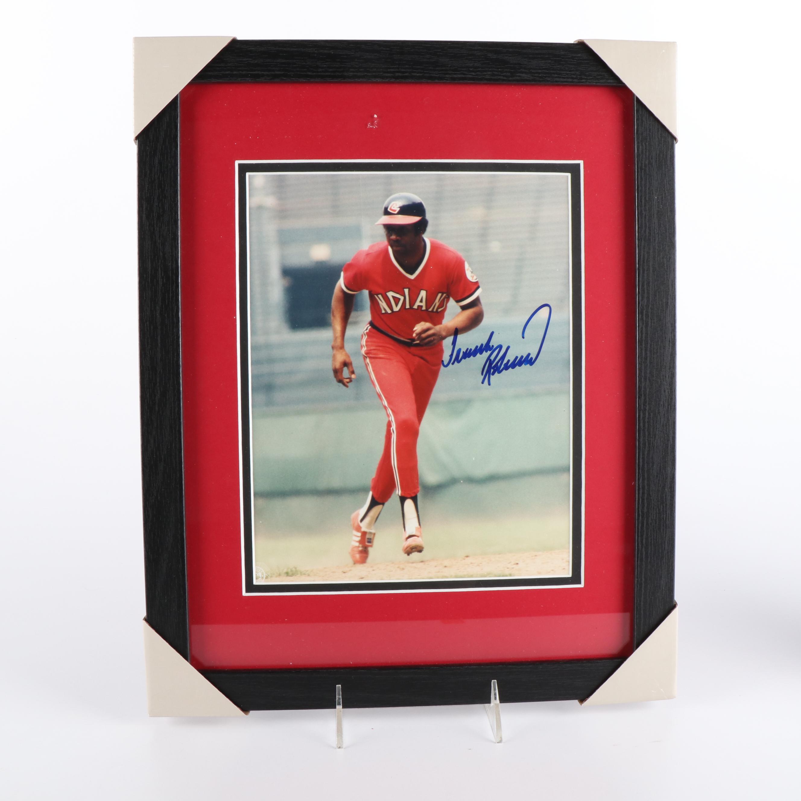 Frank Robinson Signed Framed Photo and Other Robinson Memorabilia