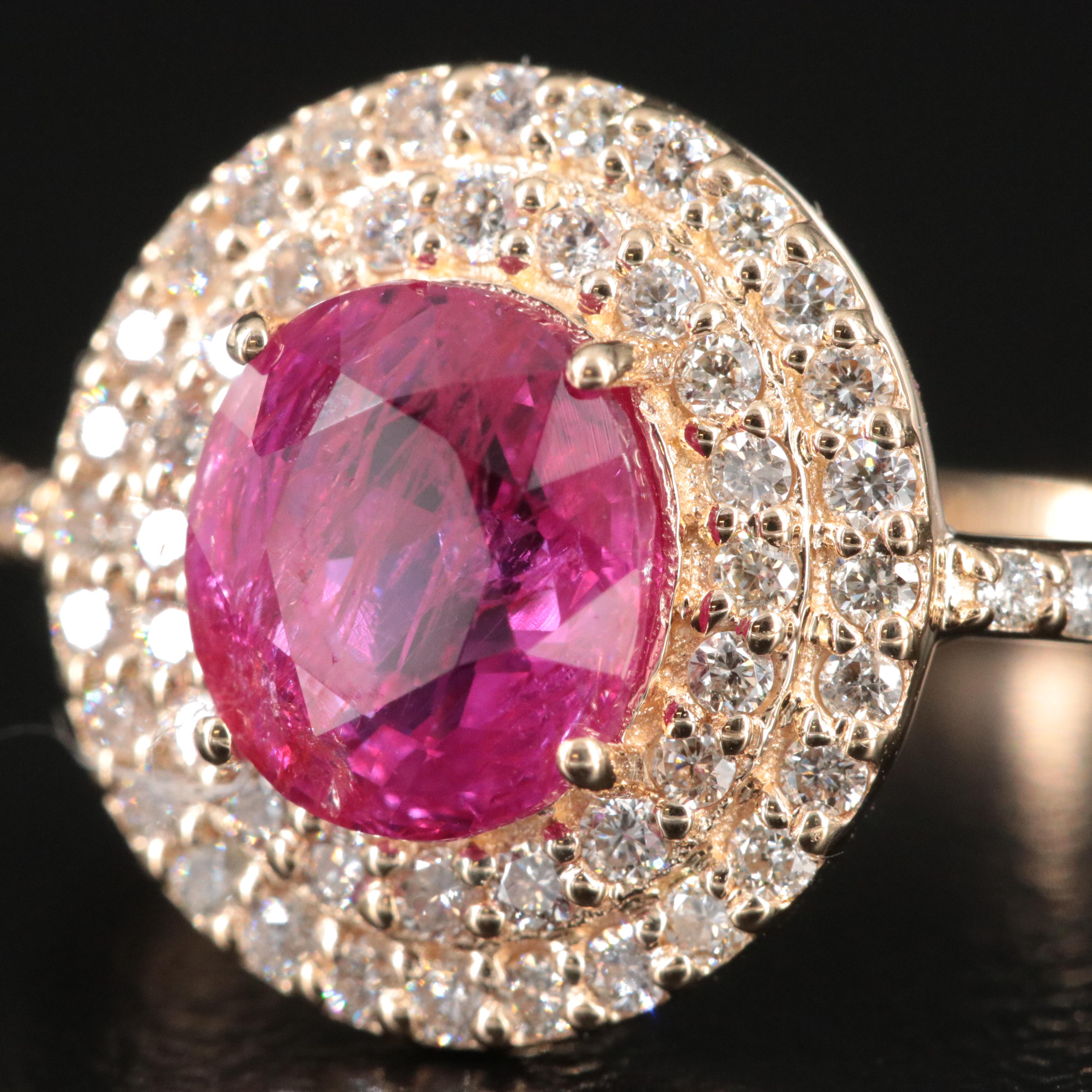 14K 1.83 CT Ruby and Diamond Ring with IGI Report