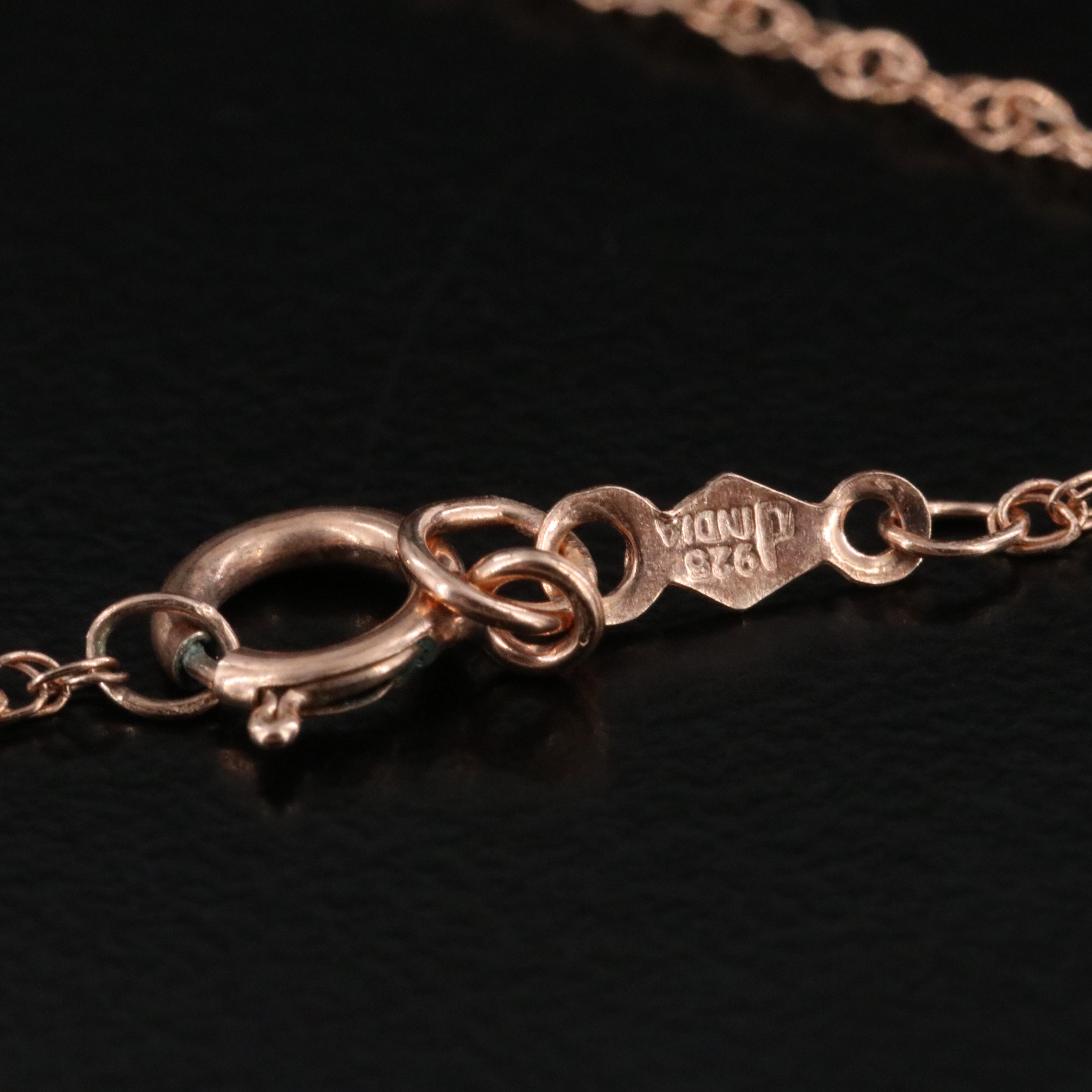 Sterling and Diamond Pendant Necklace in Rose Tone