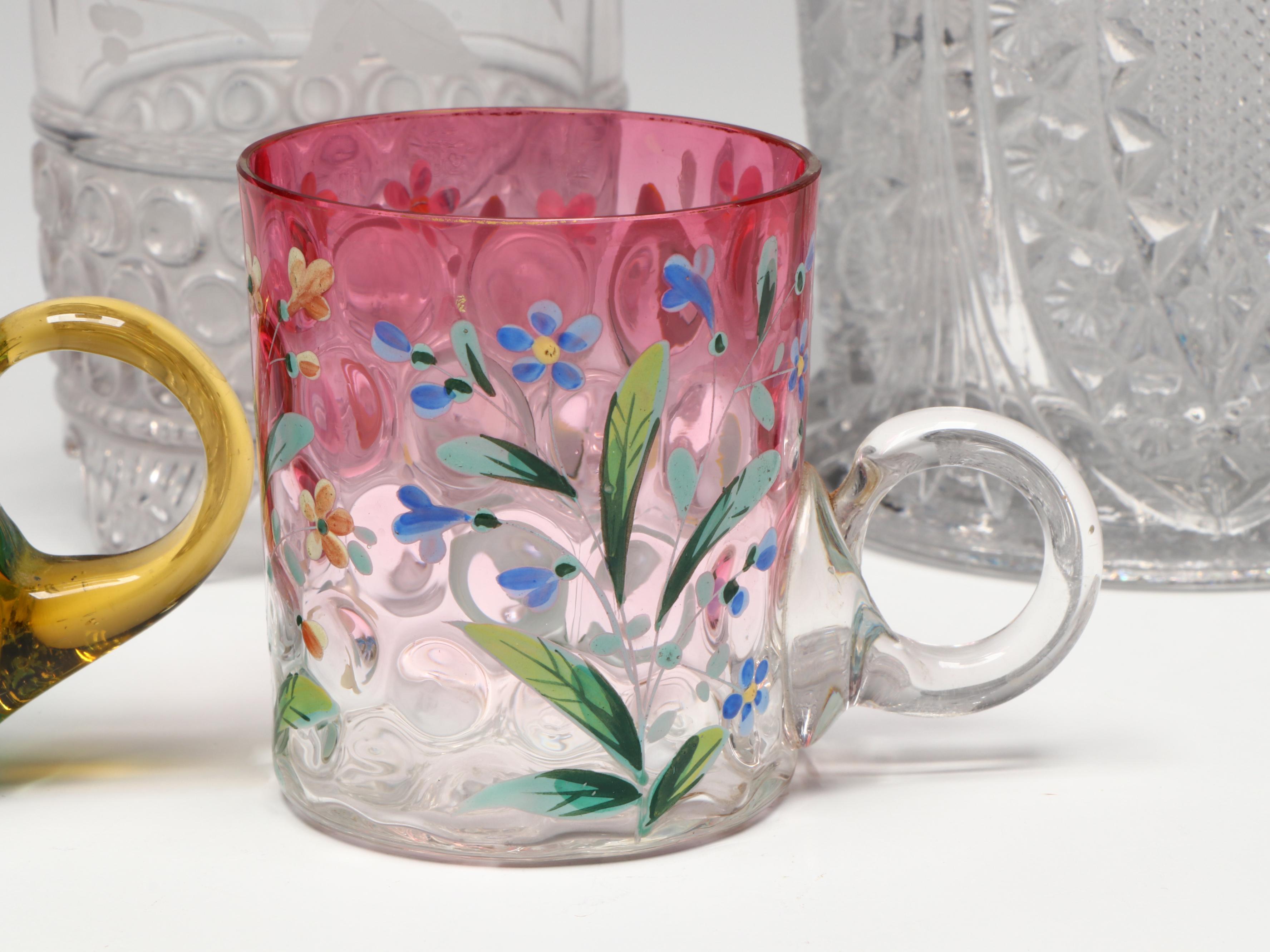 American Brilliant Cut Ewer and Bowl with Other Table Accessories