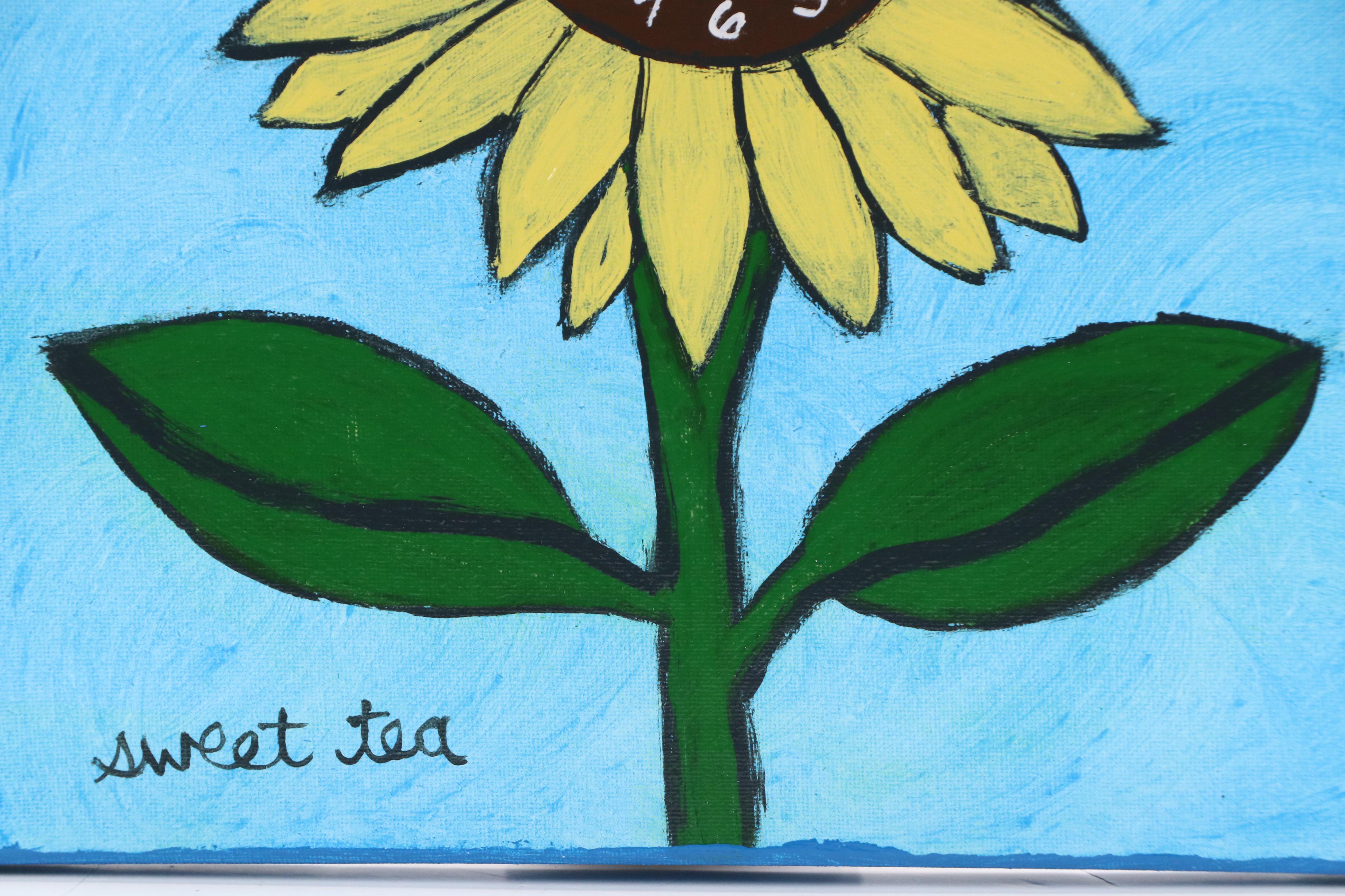 Sweet Tea Folk Floral Acrylic Painting, 21st Century