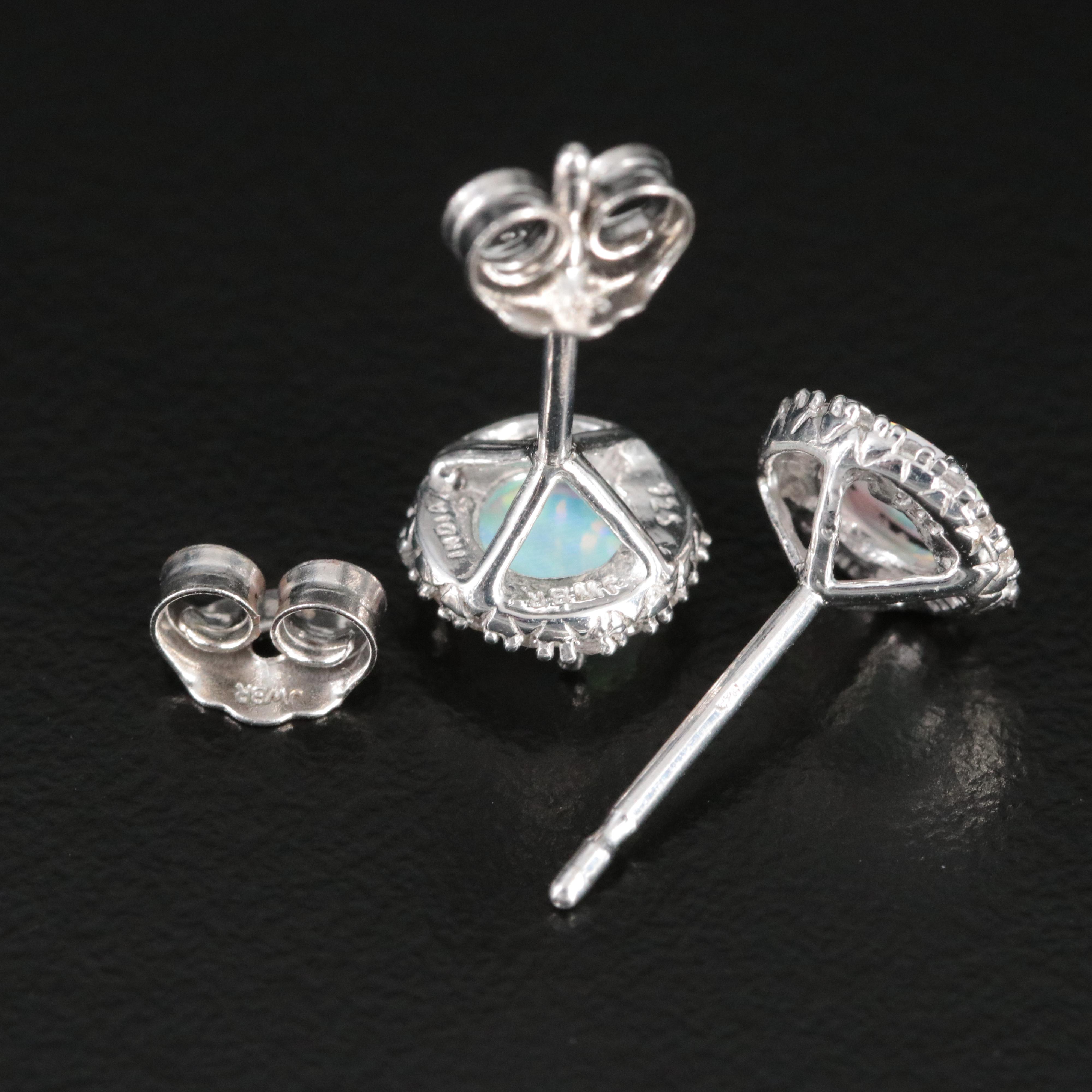 Sterling Opal and White Sapphire Earrings