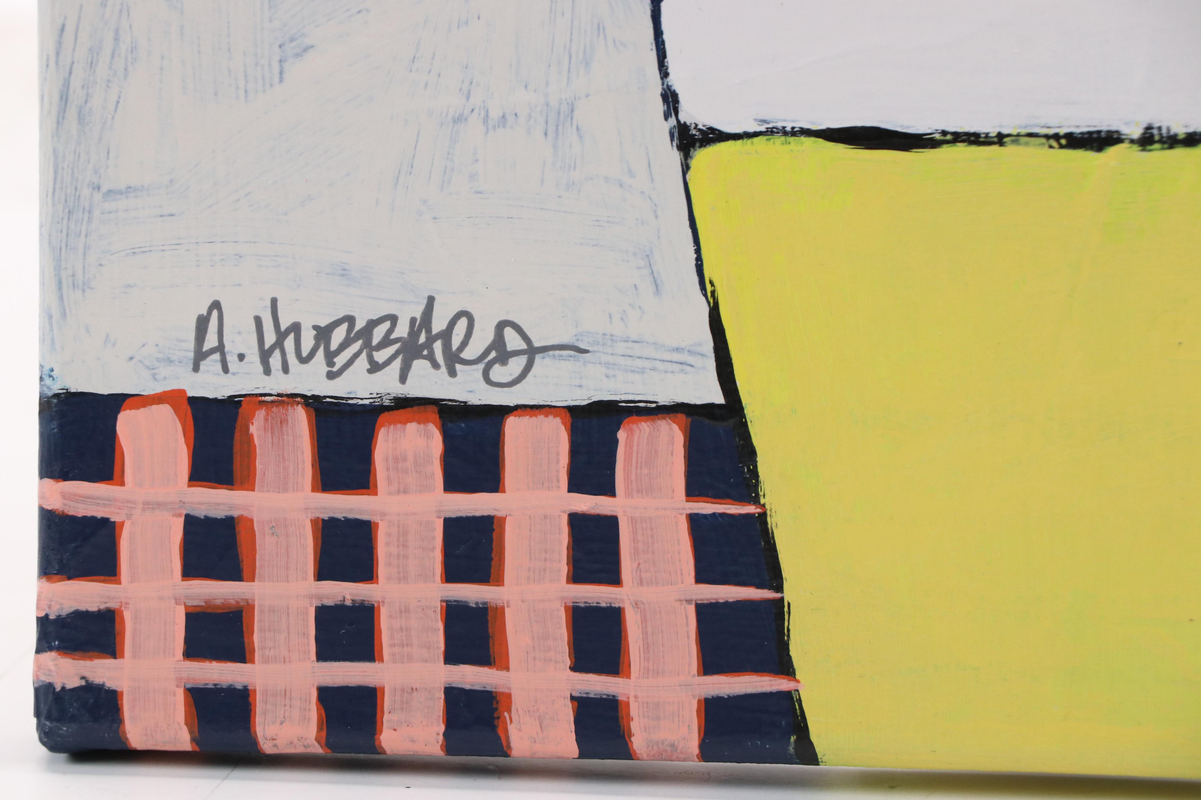 Angie Hubbard Stylized Floral Still Life Acrylic Painting, 21st Century