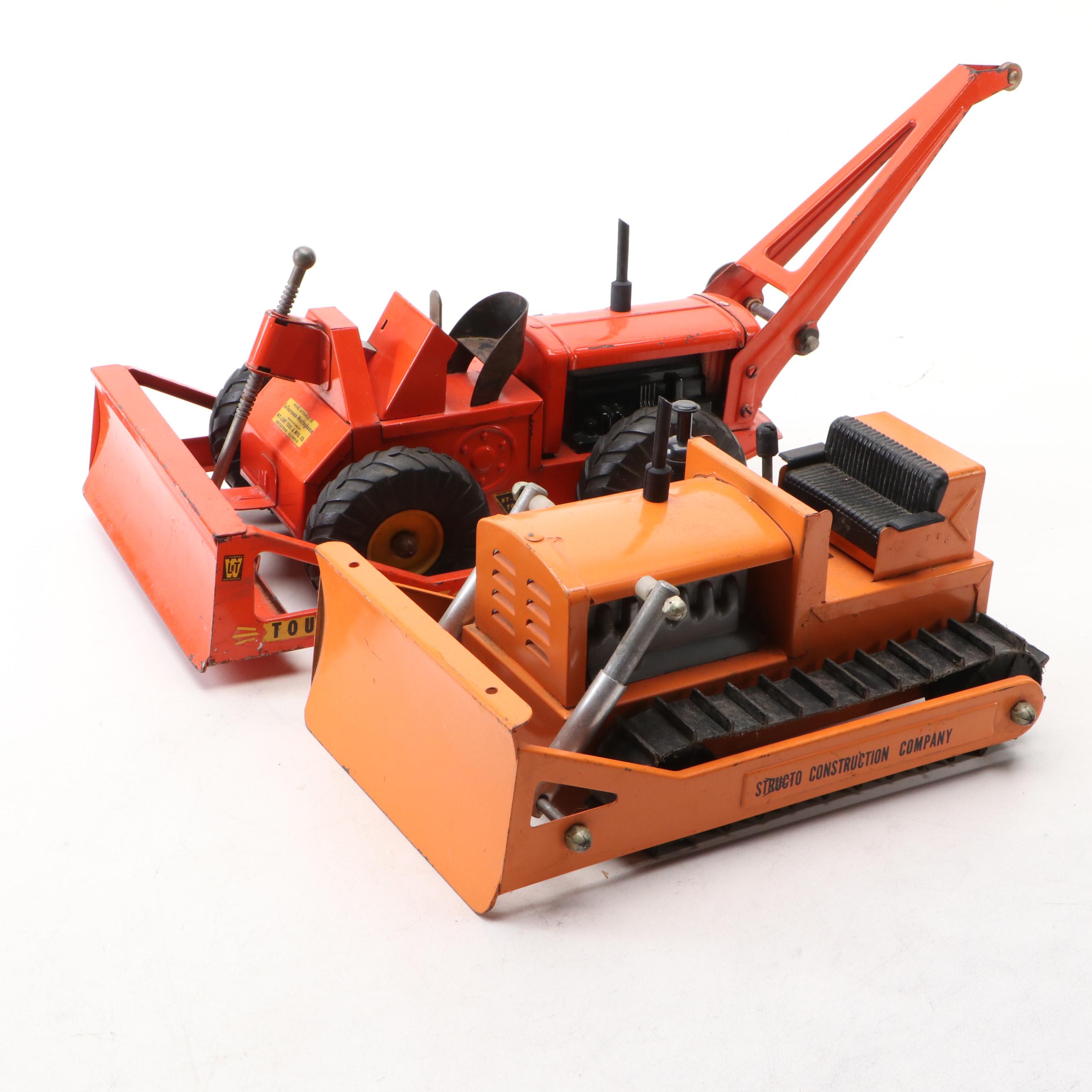 Ny-Lint Tournadozer and Structo Bulldozer Pressed Steel Toys, Mid-20th C.