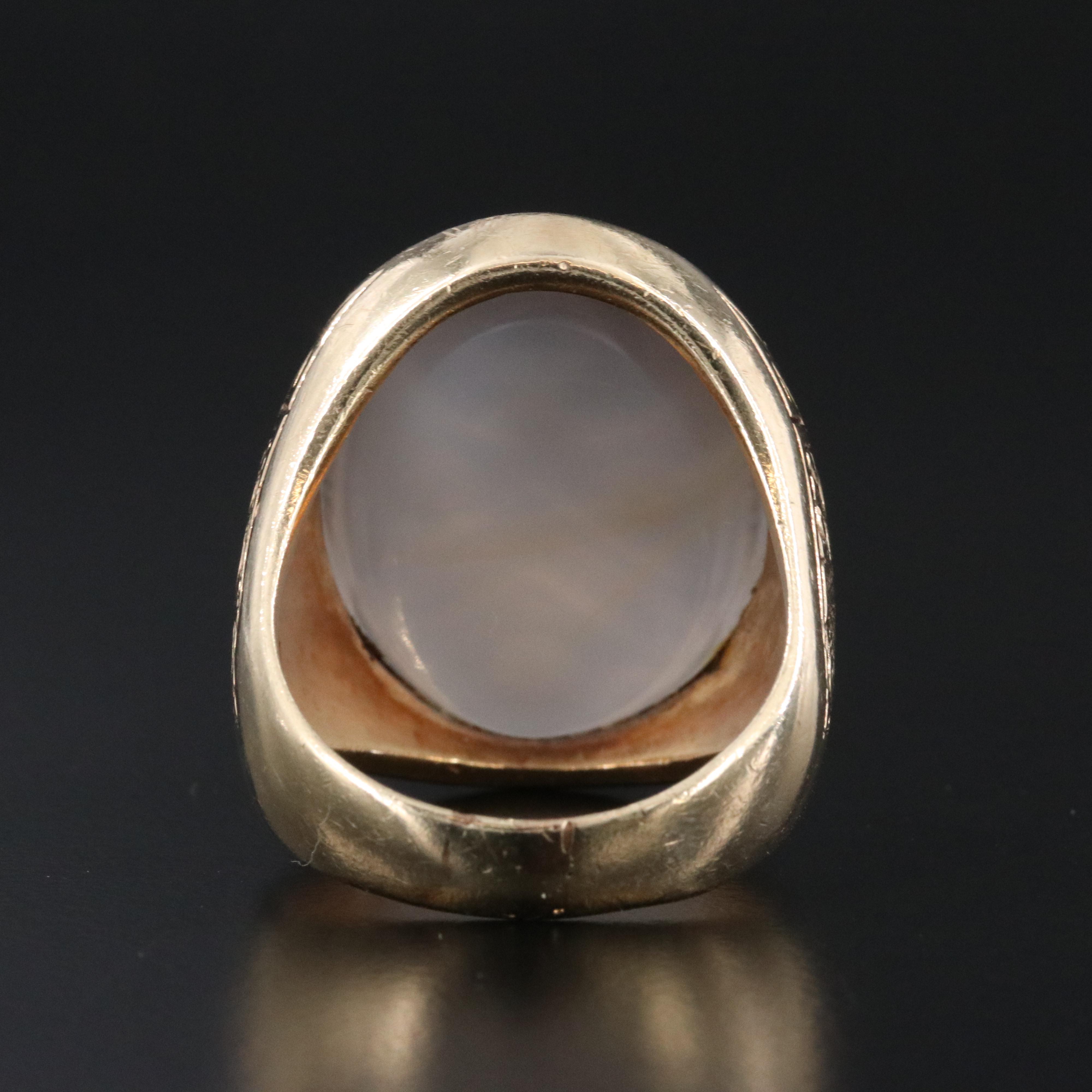 Vintage 14K Quartz Intaglio Crest Ring