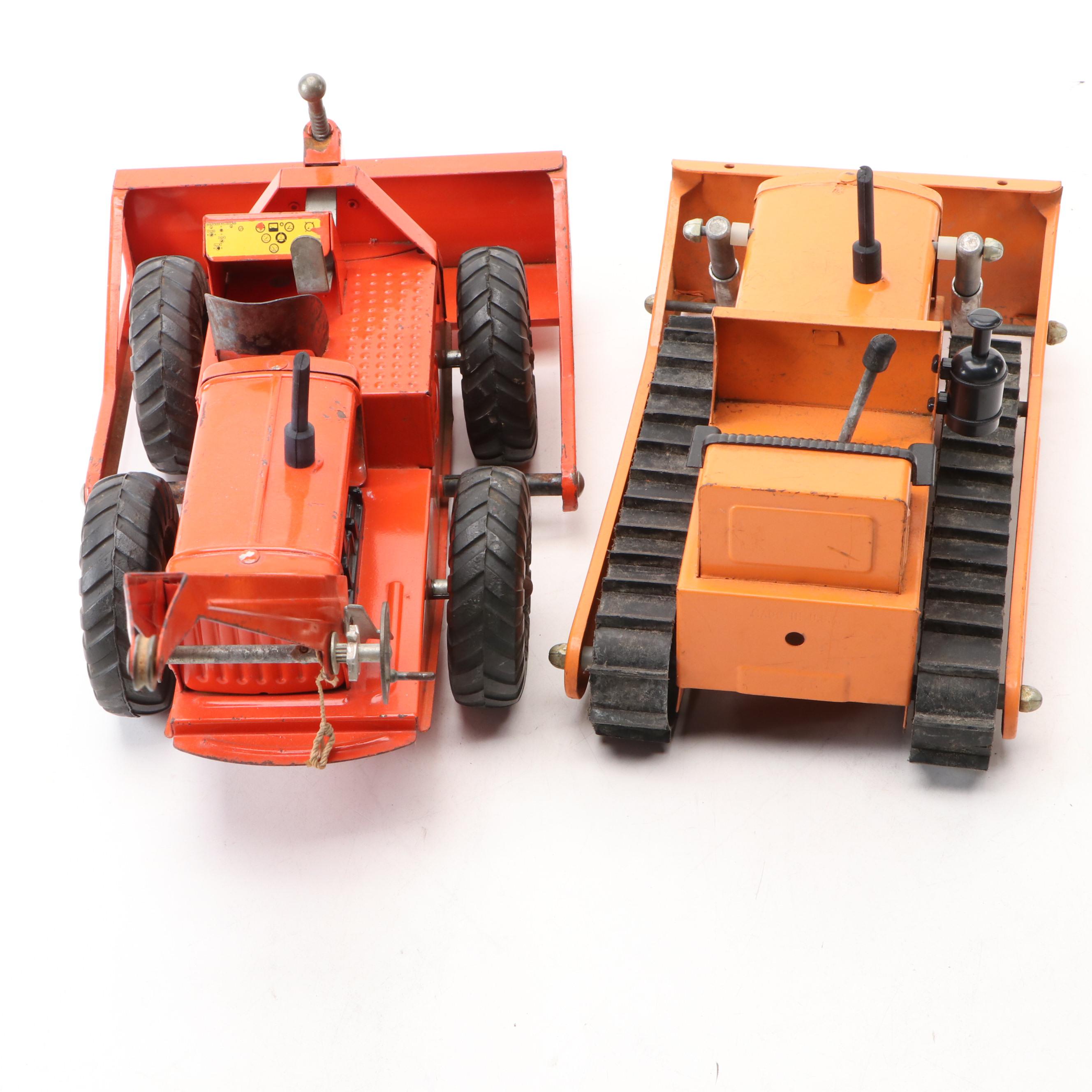 Ny-Lint Tournadozer and Structo Bulldozer Pressed Steel Toys, Mid-20th C.