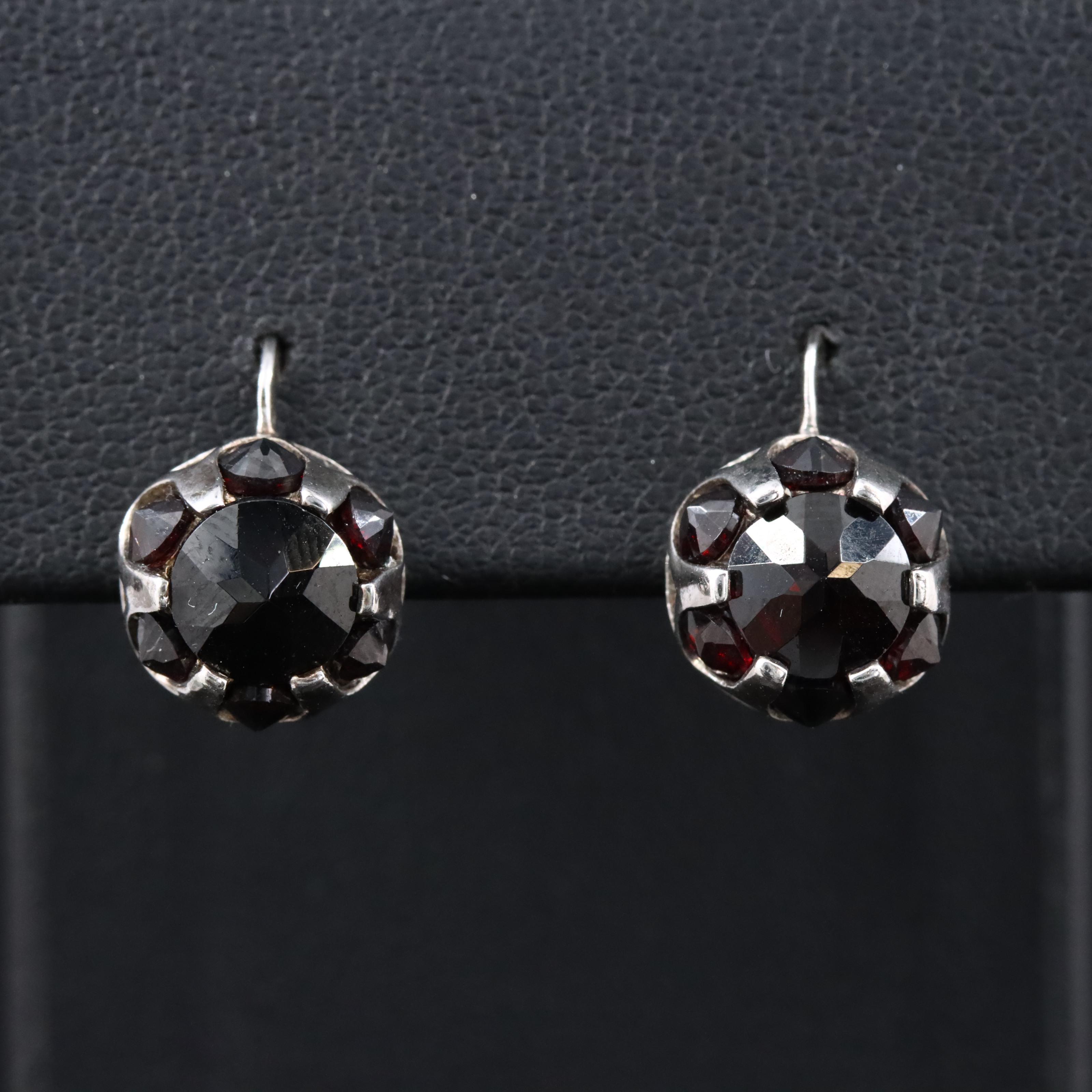 Sterling Garnet Drop Earrings