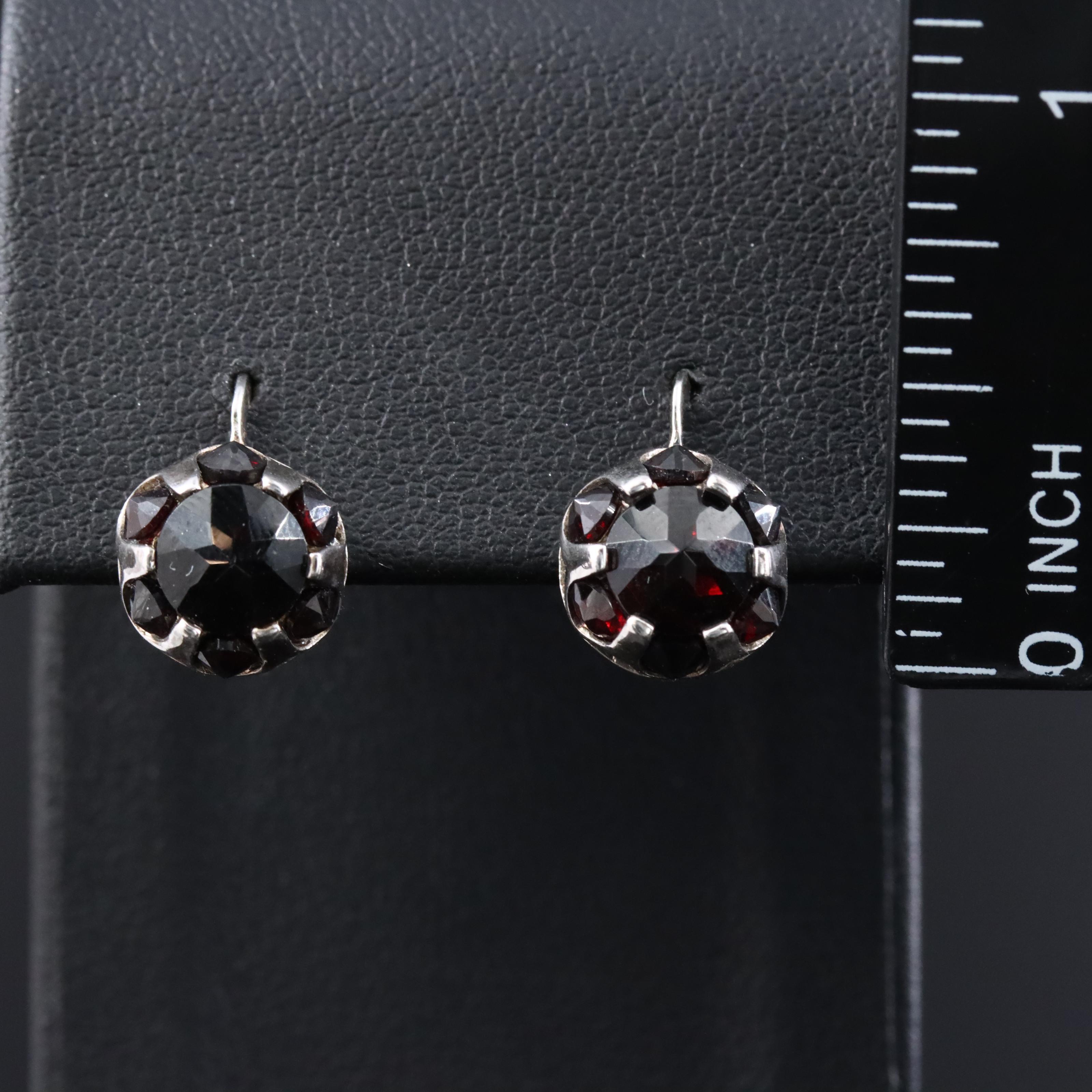 Sterling Garnet Drop Earrings