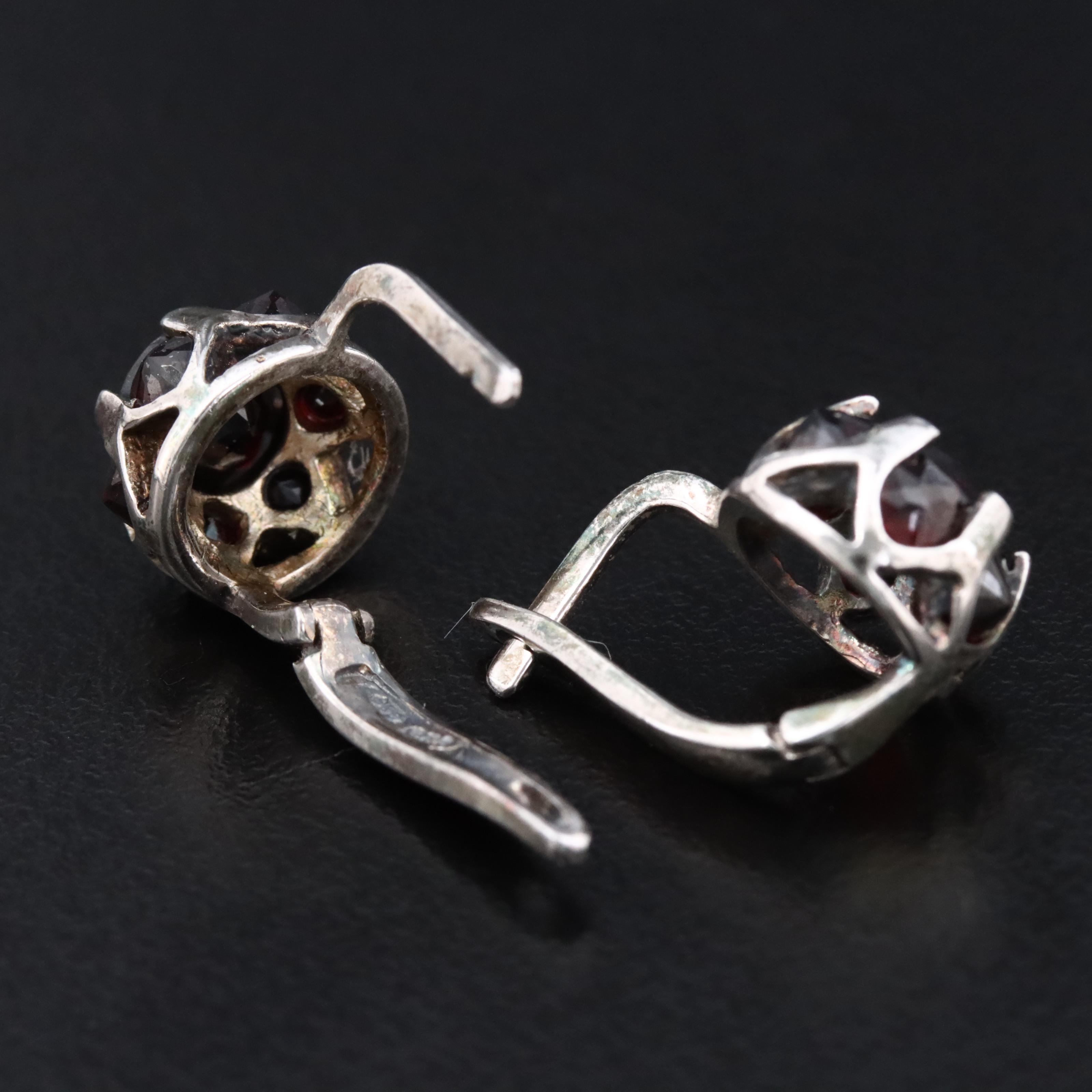 Sterling Garnet Drop Earrings