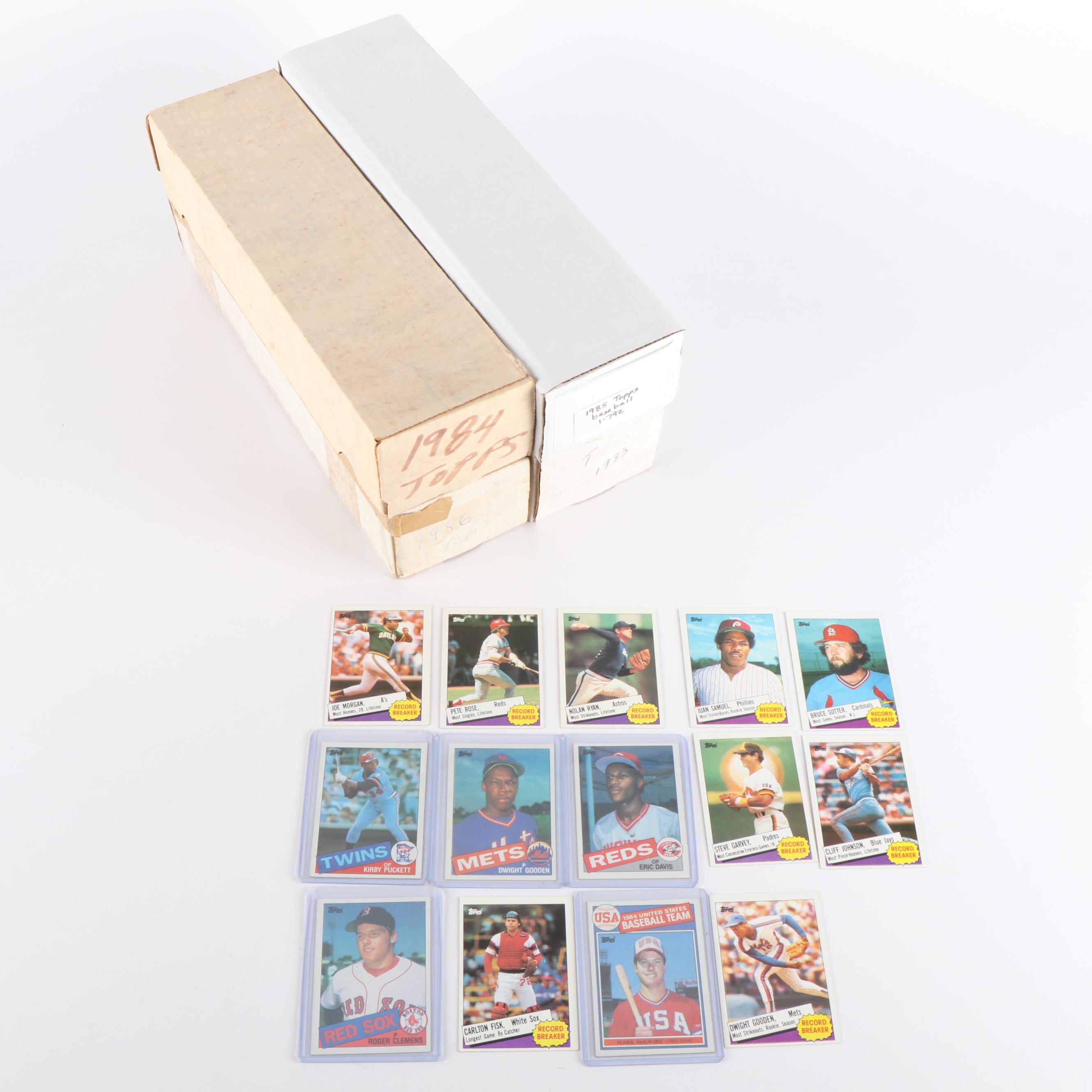 Four Topps Baseball Card Sets, 1983 to 1986