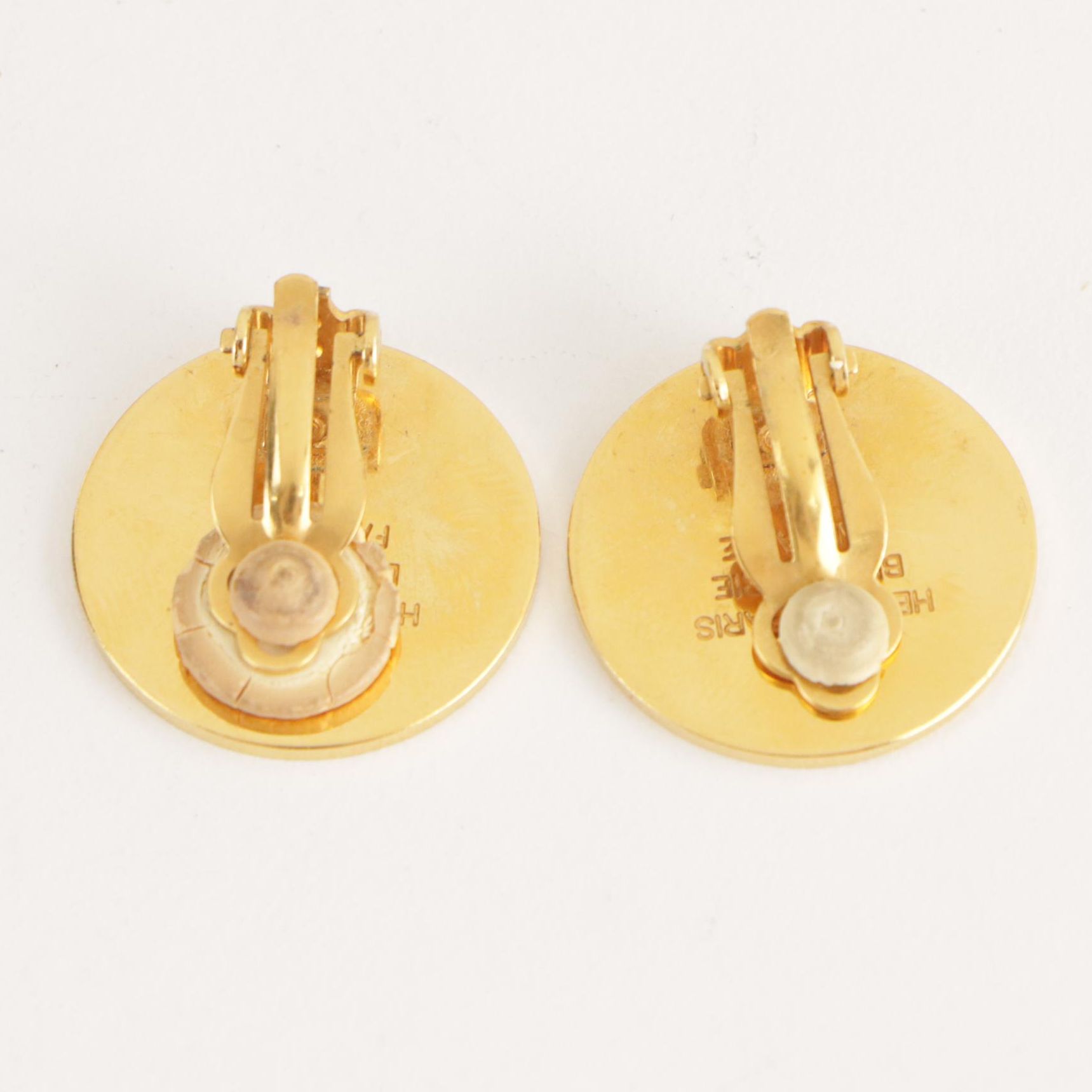 Hermès Bijouterie Fantaisie Clou de Selle Clip Earrings with Box