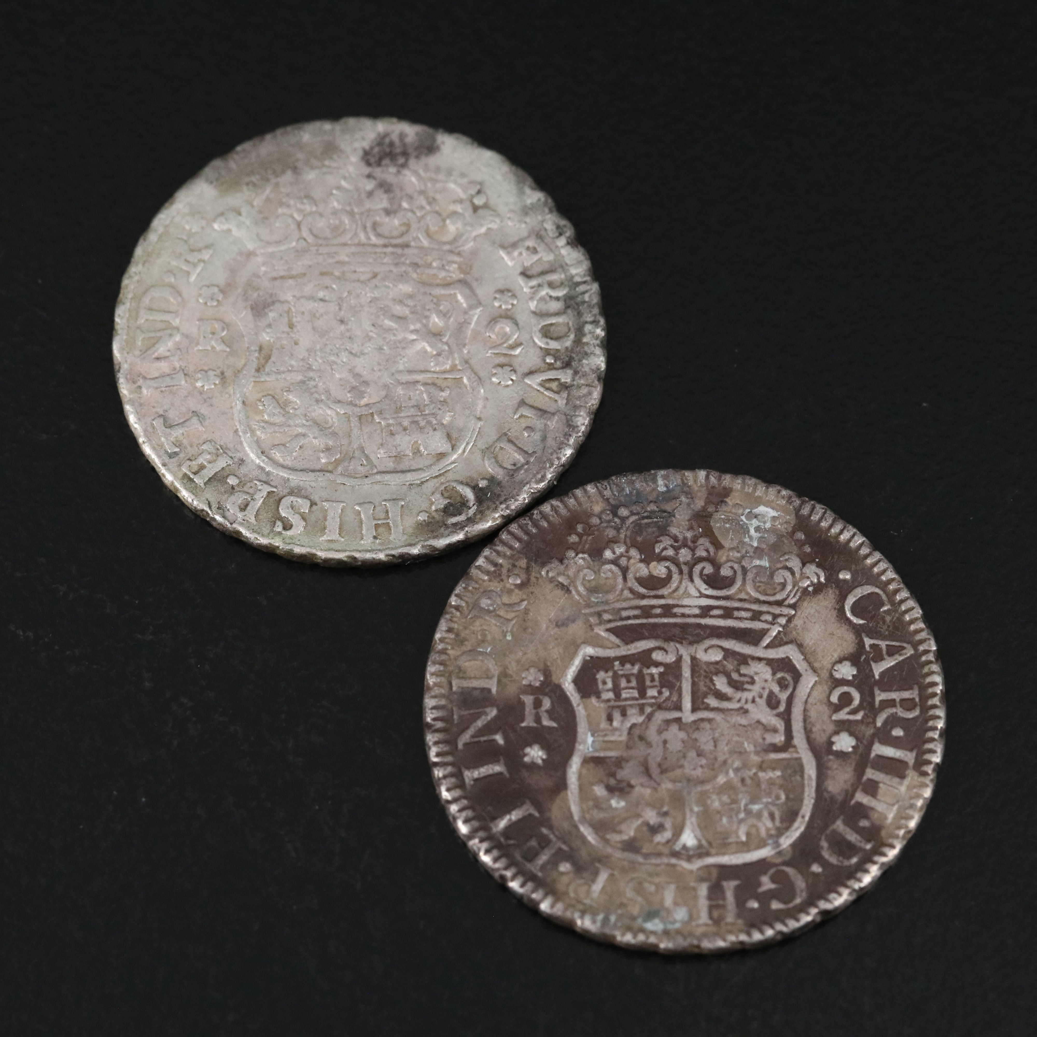 Collection of Six Spanish Colonial Minor Silver Coins