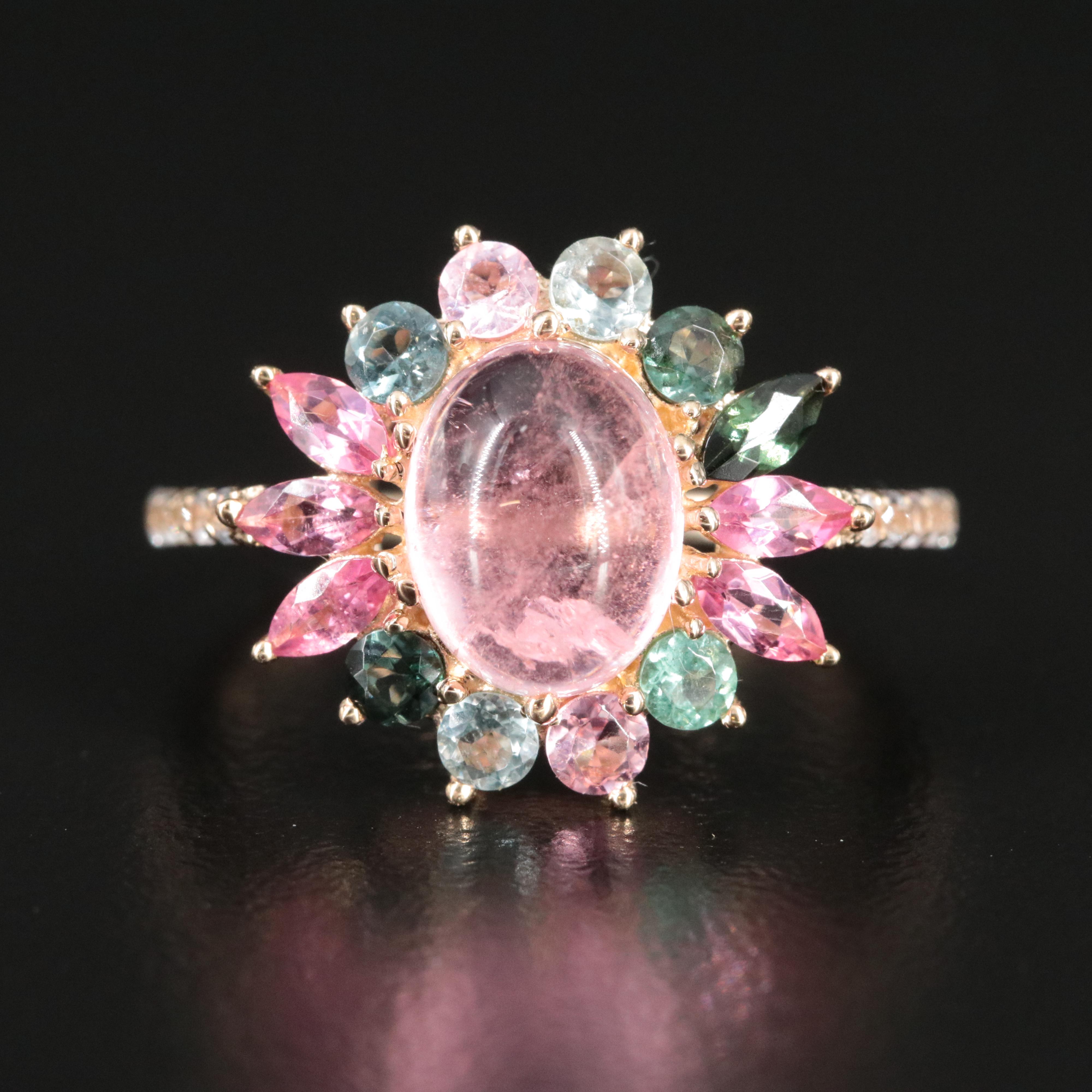 14K Tourmaline and White Sapphire Ring