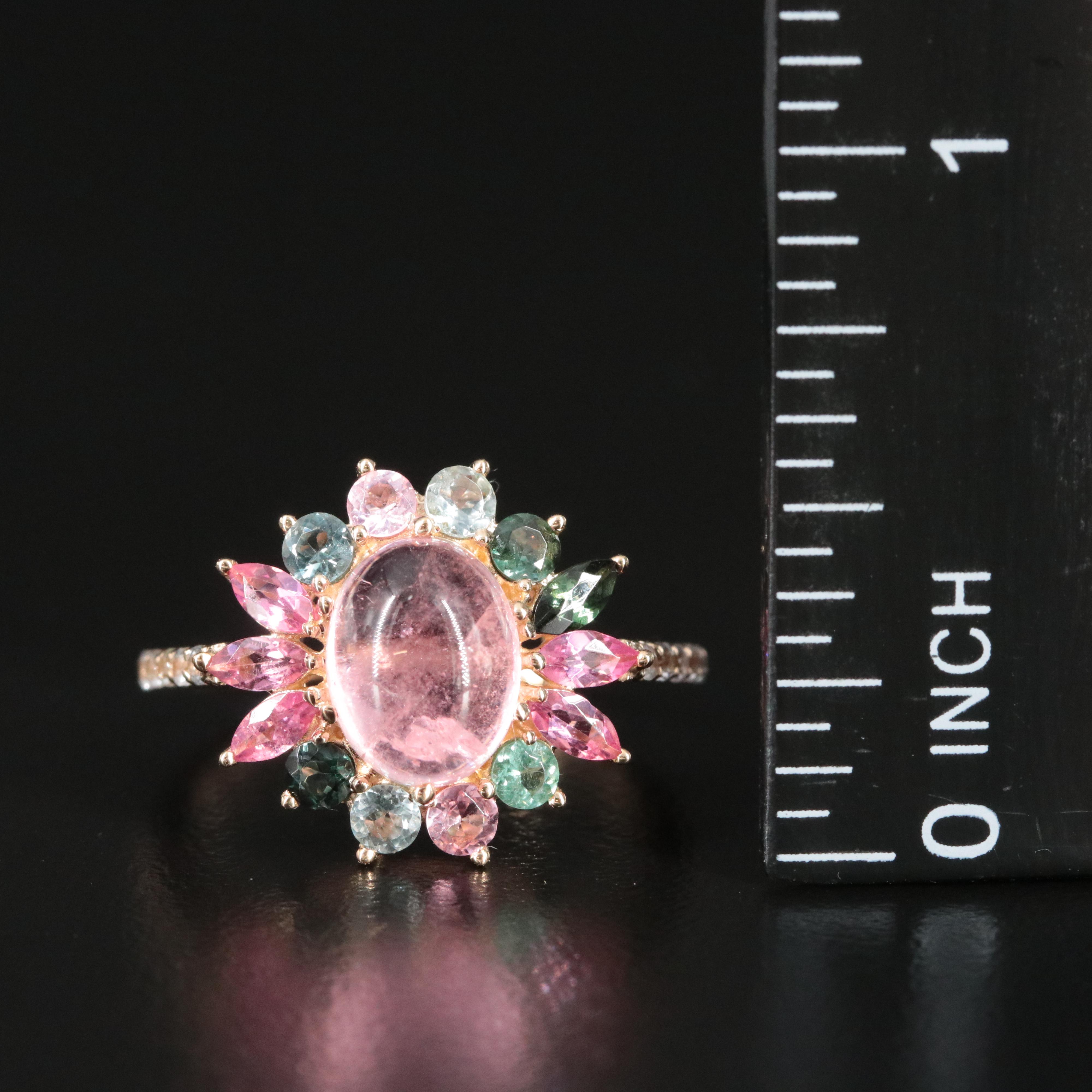 14K Tourmaline and White Sapphire Ring