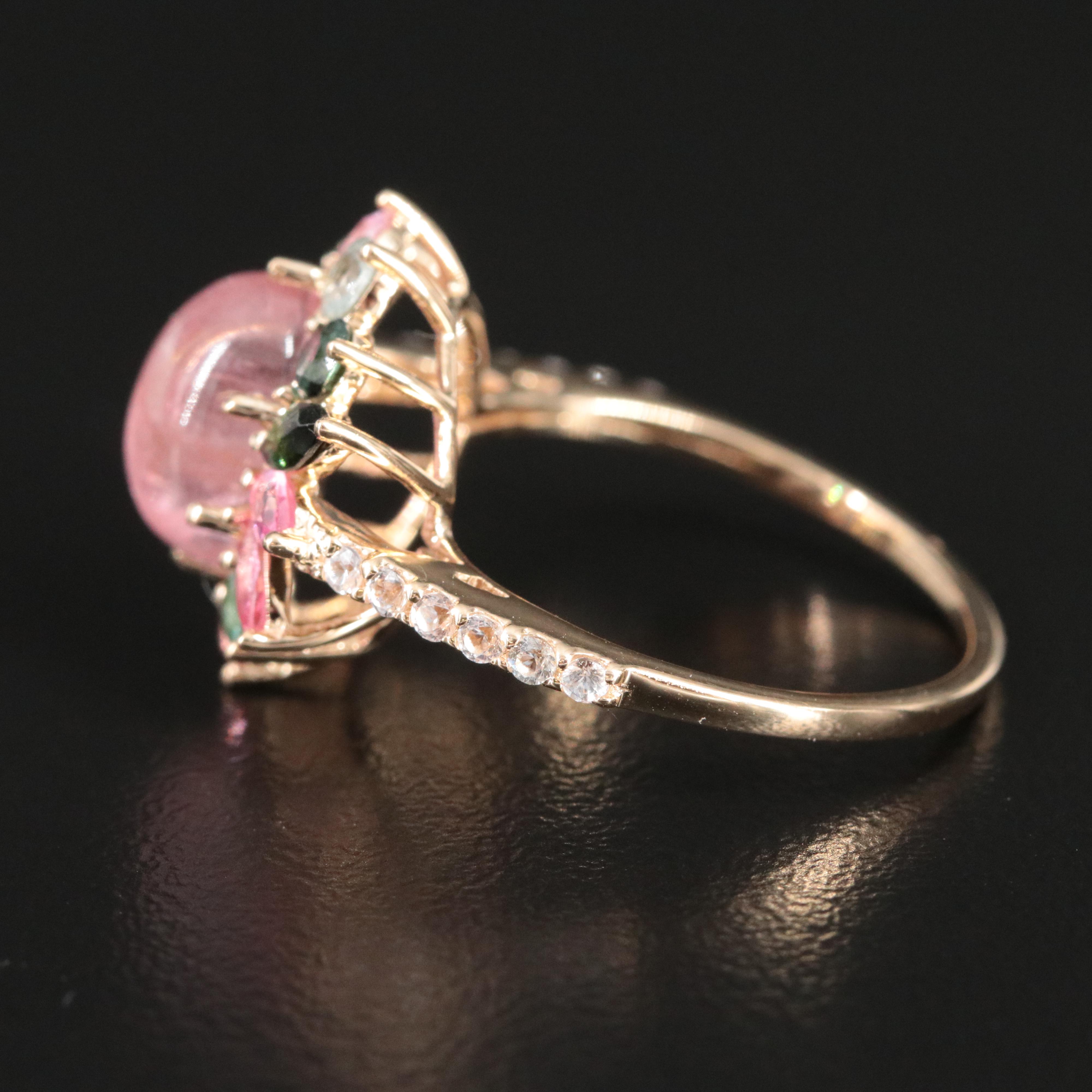 14K Tourmaline and White Sapphire Ring