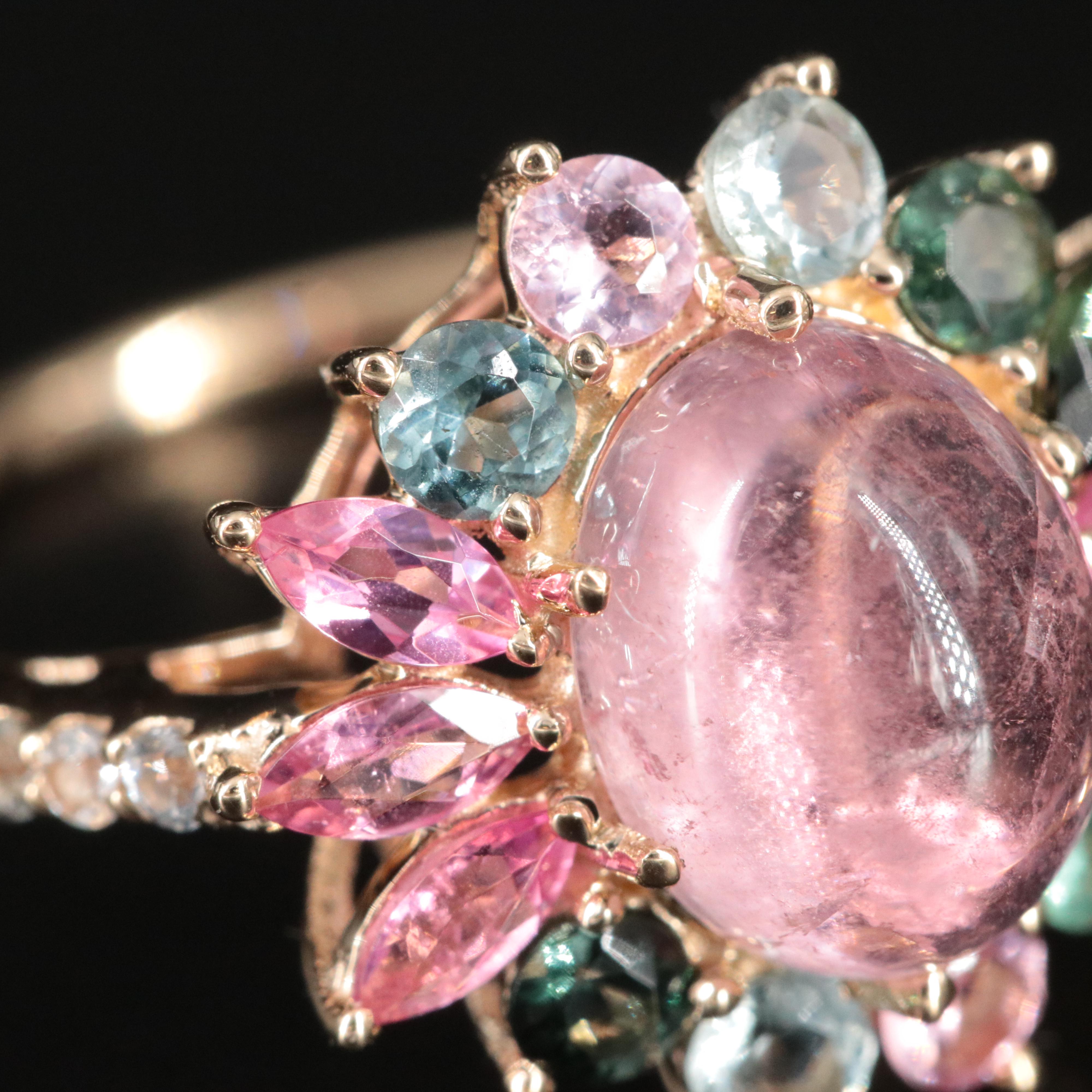 14K Tourmaline and White Sapphire Ring