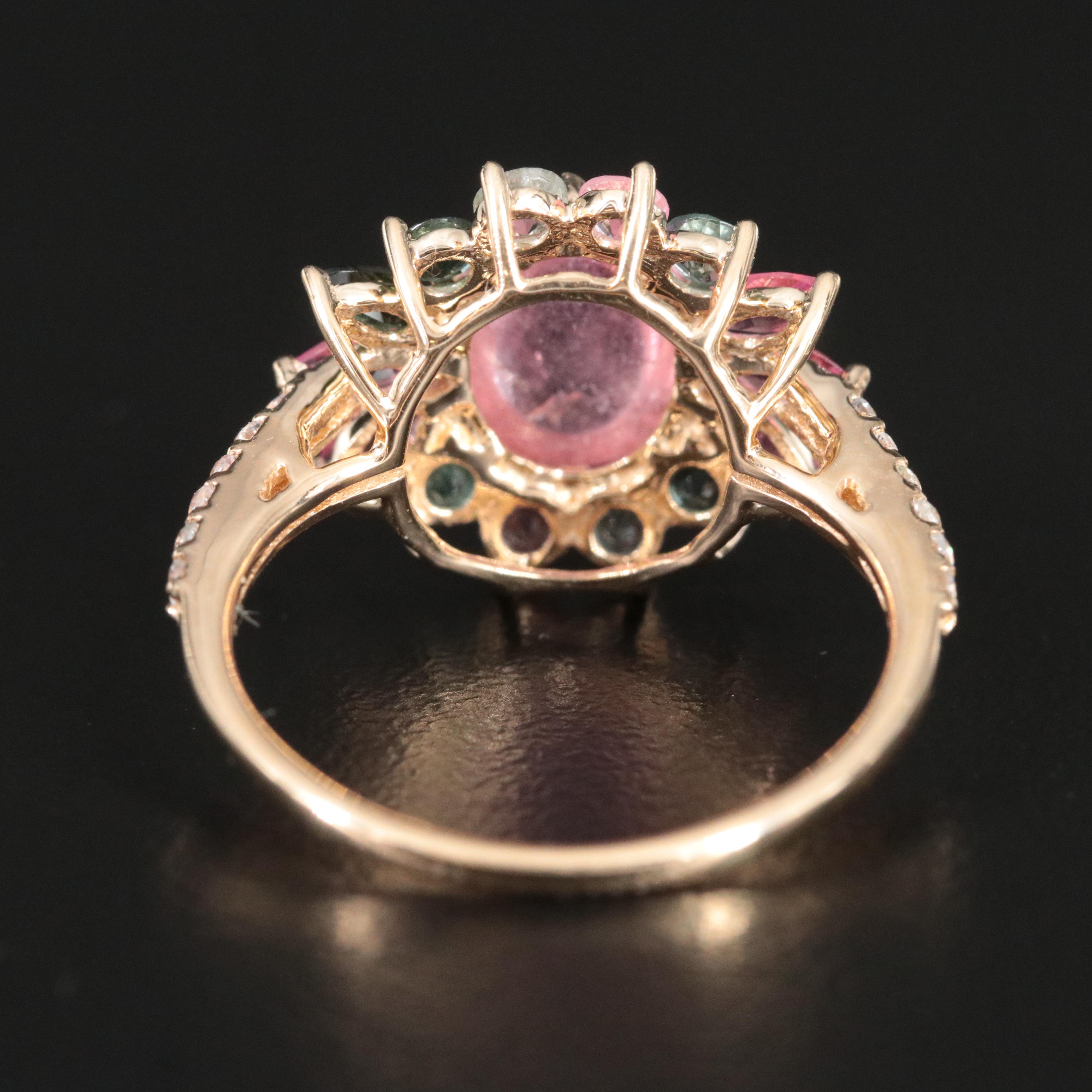 14K Tourmaline and White Sapphire Ring