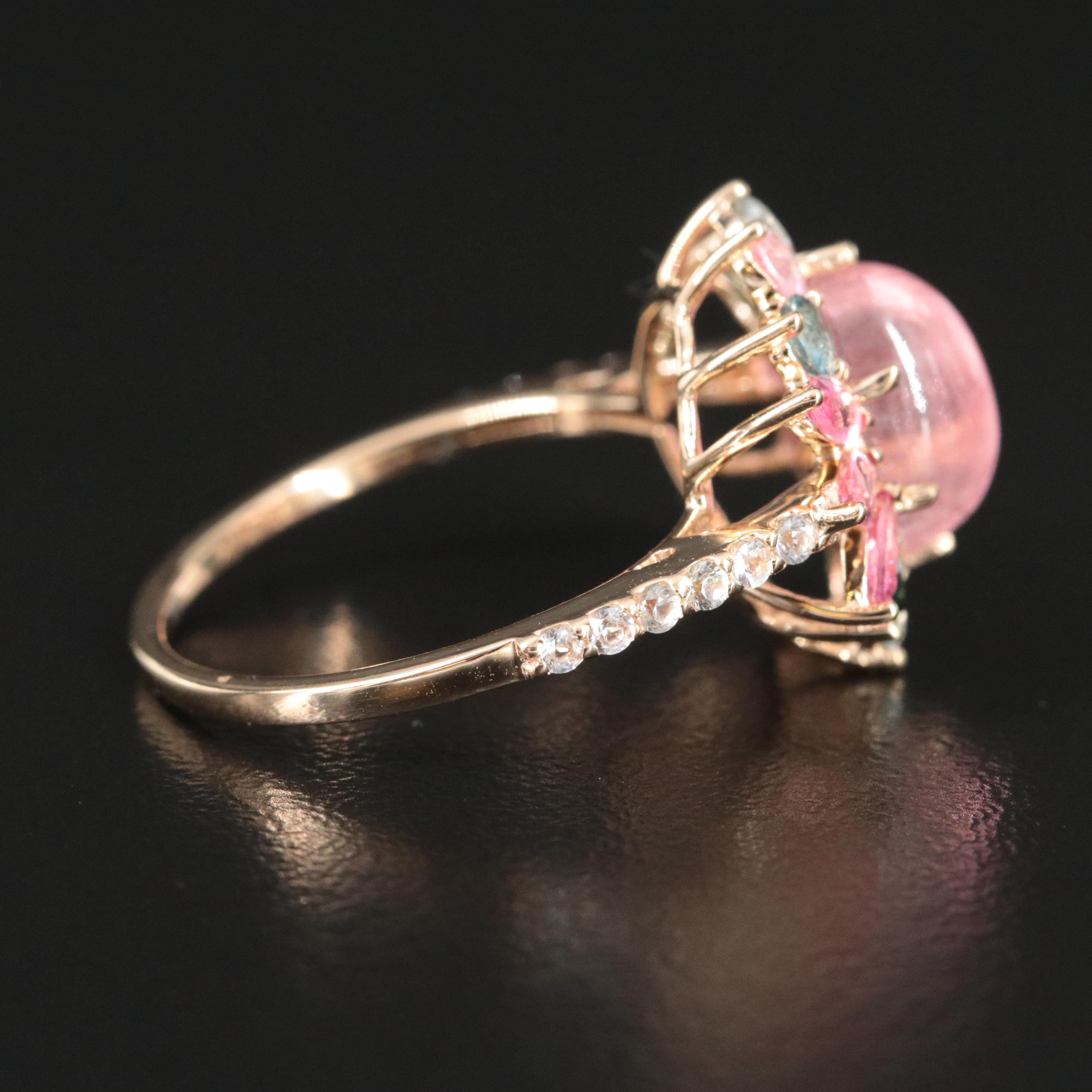 14K Tourmaline and White Sapphire Ring