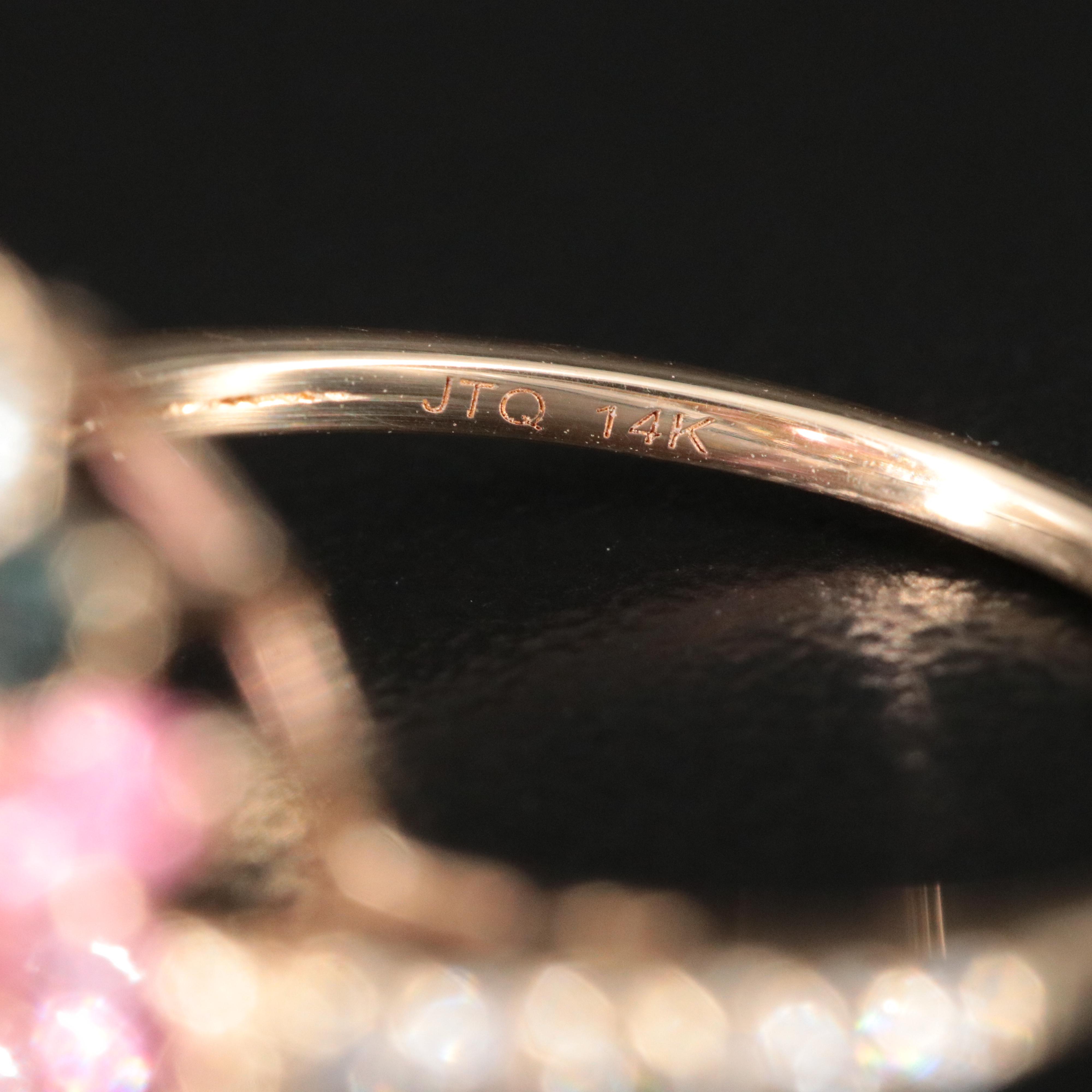 14K Tourmaline and White Sapphire Ring