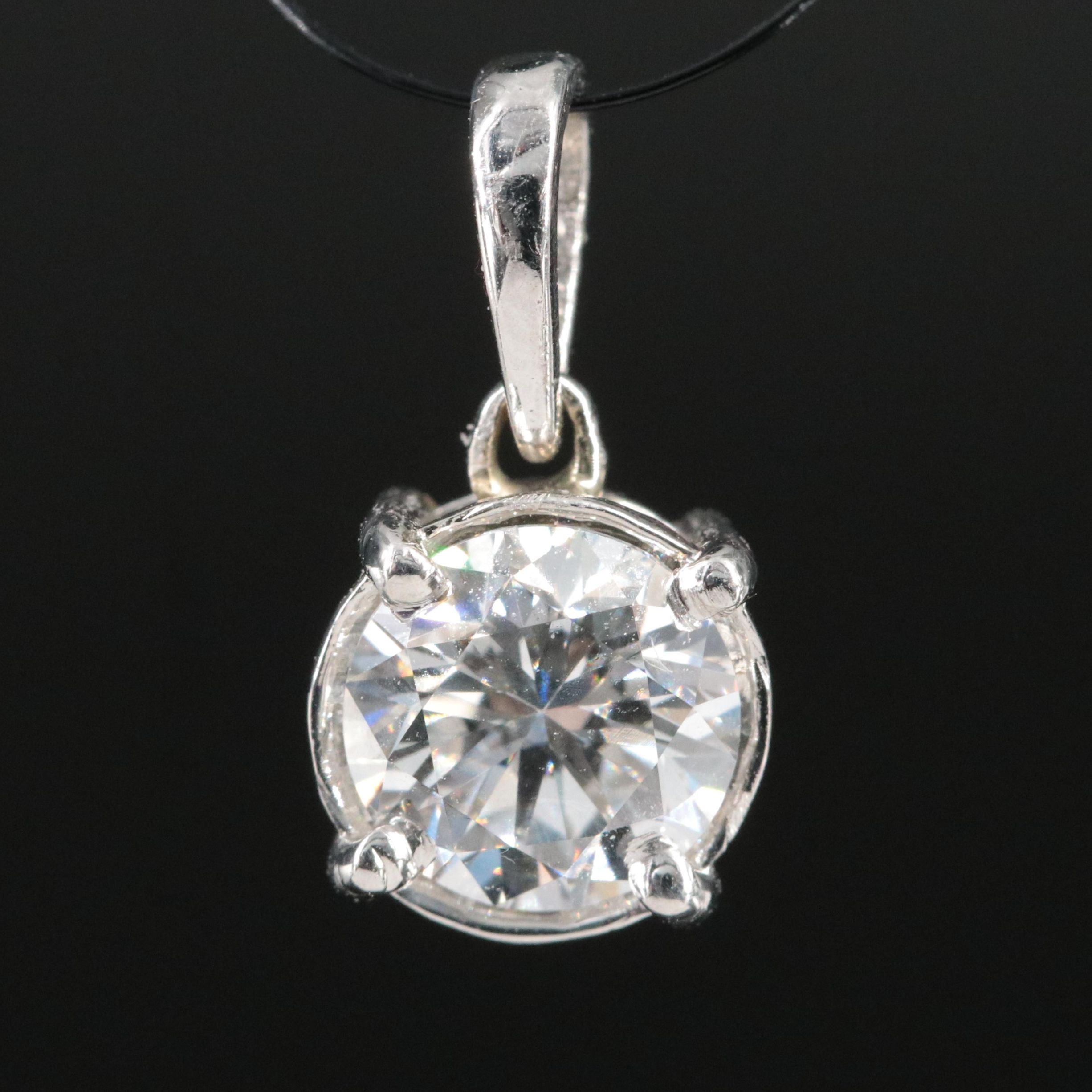 Platinum 0.98 CT Lab Grown Diamond Solitaire Pendant