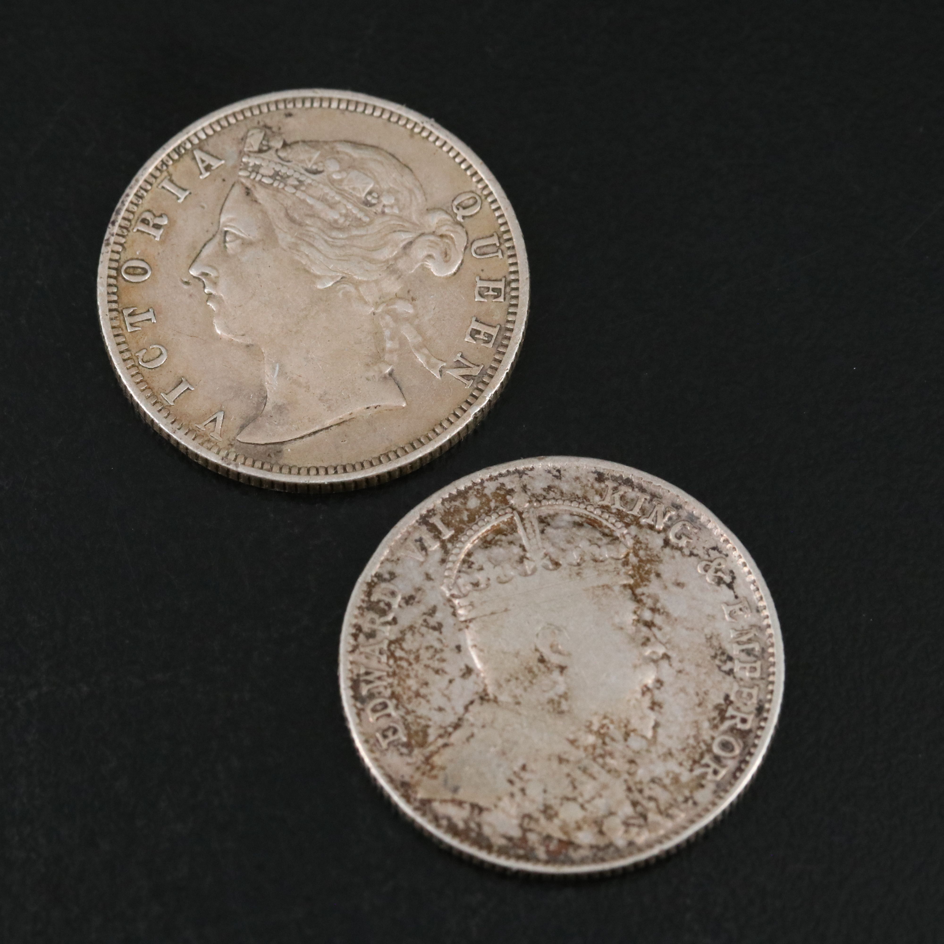 Five Silver Coins From Straits Settlements