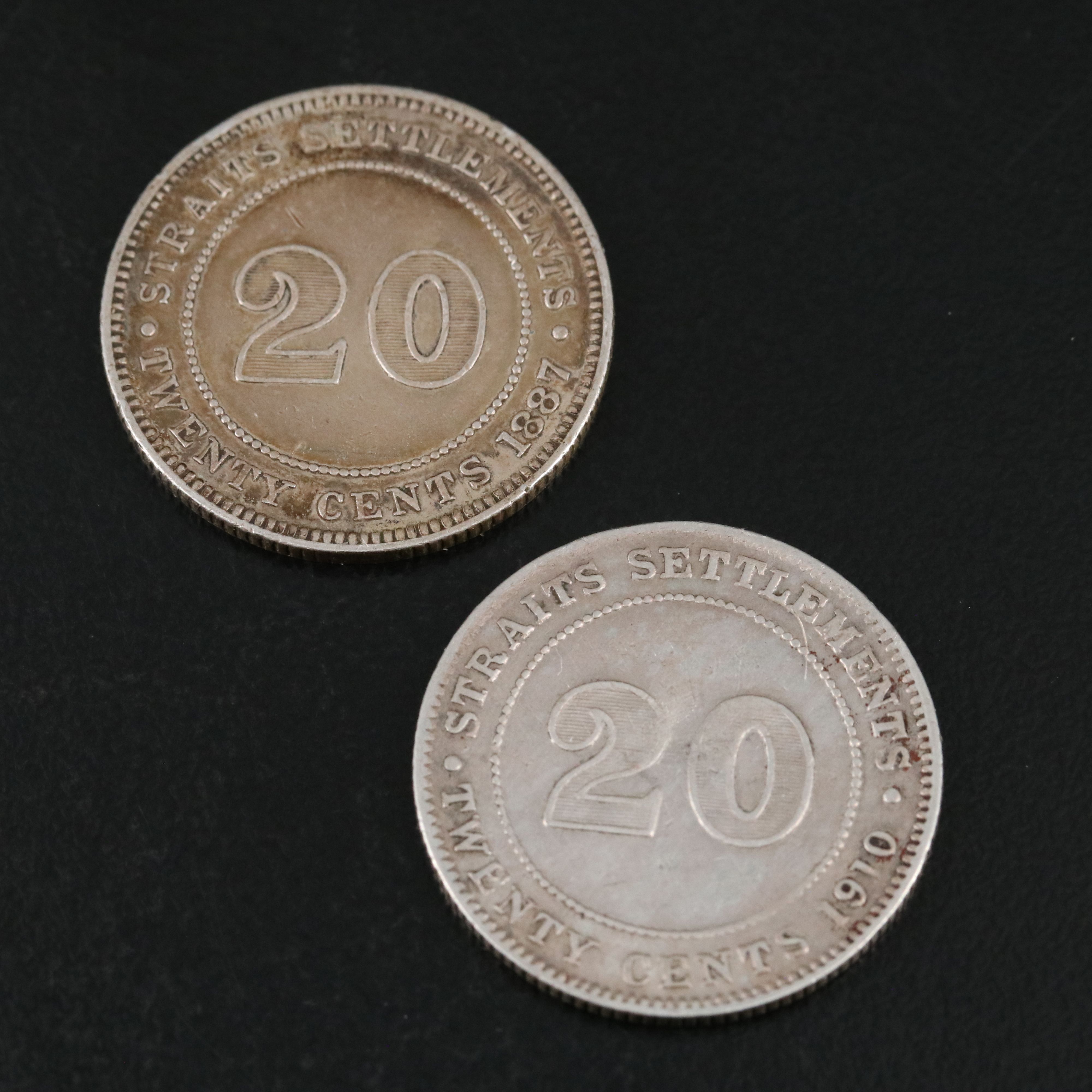 Five Silver Coins From Straits Settlements