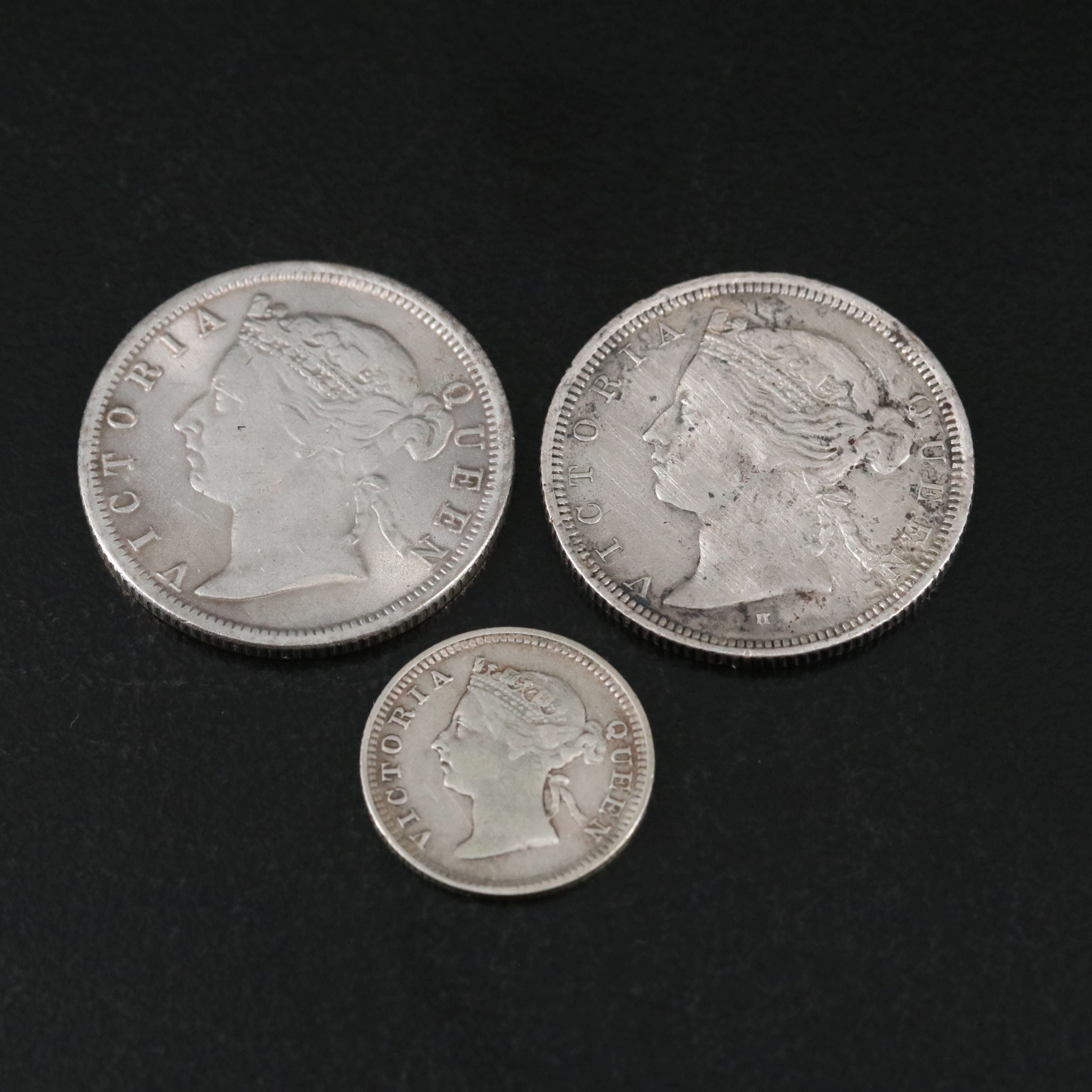 Five Silver Coins From Straits Settlements