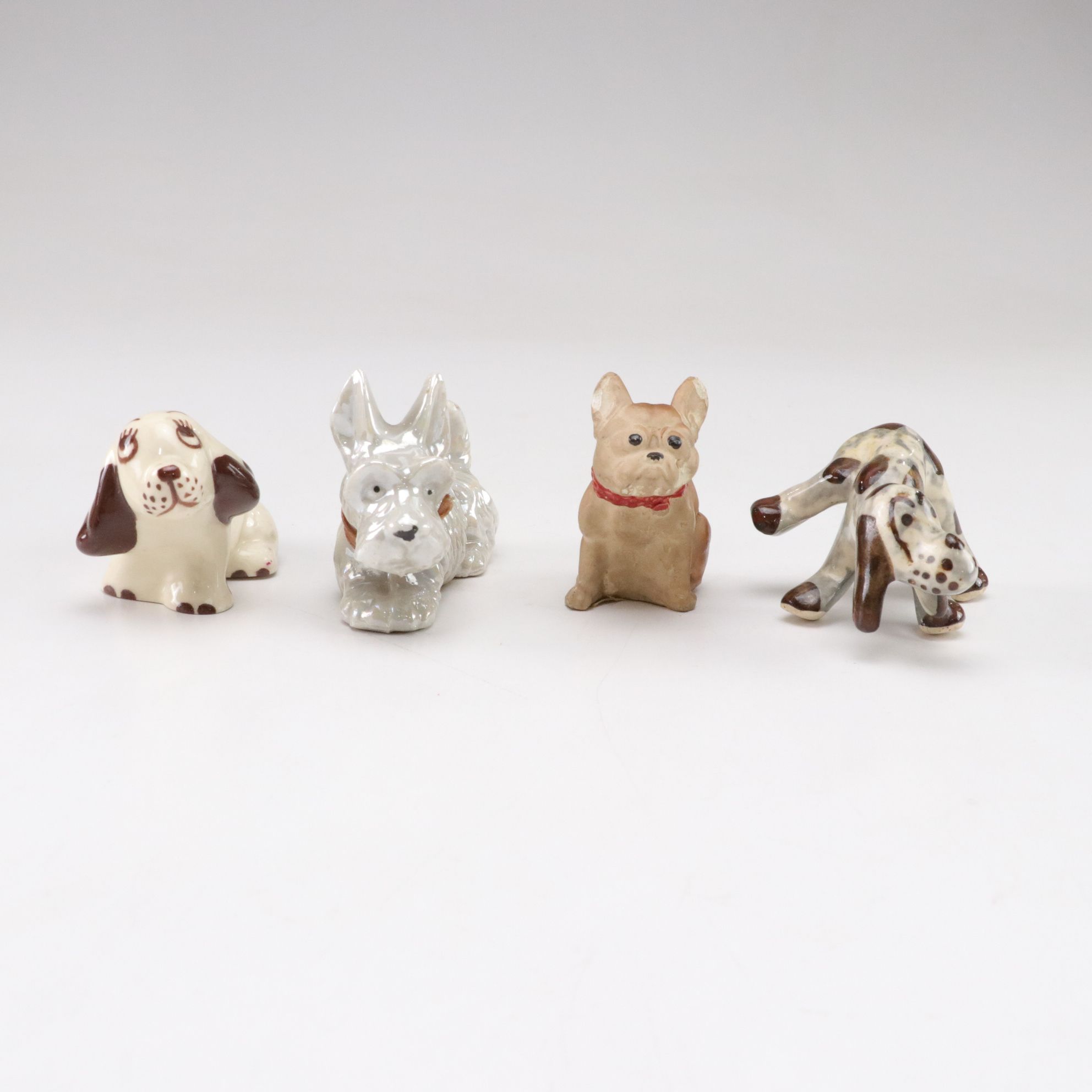 Hand-Painted Japanese Porcelain Dog Figurines