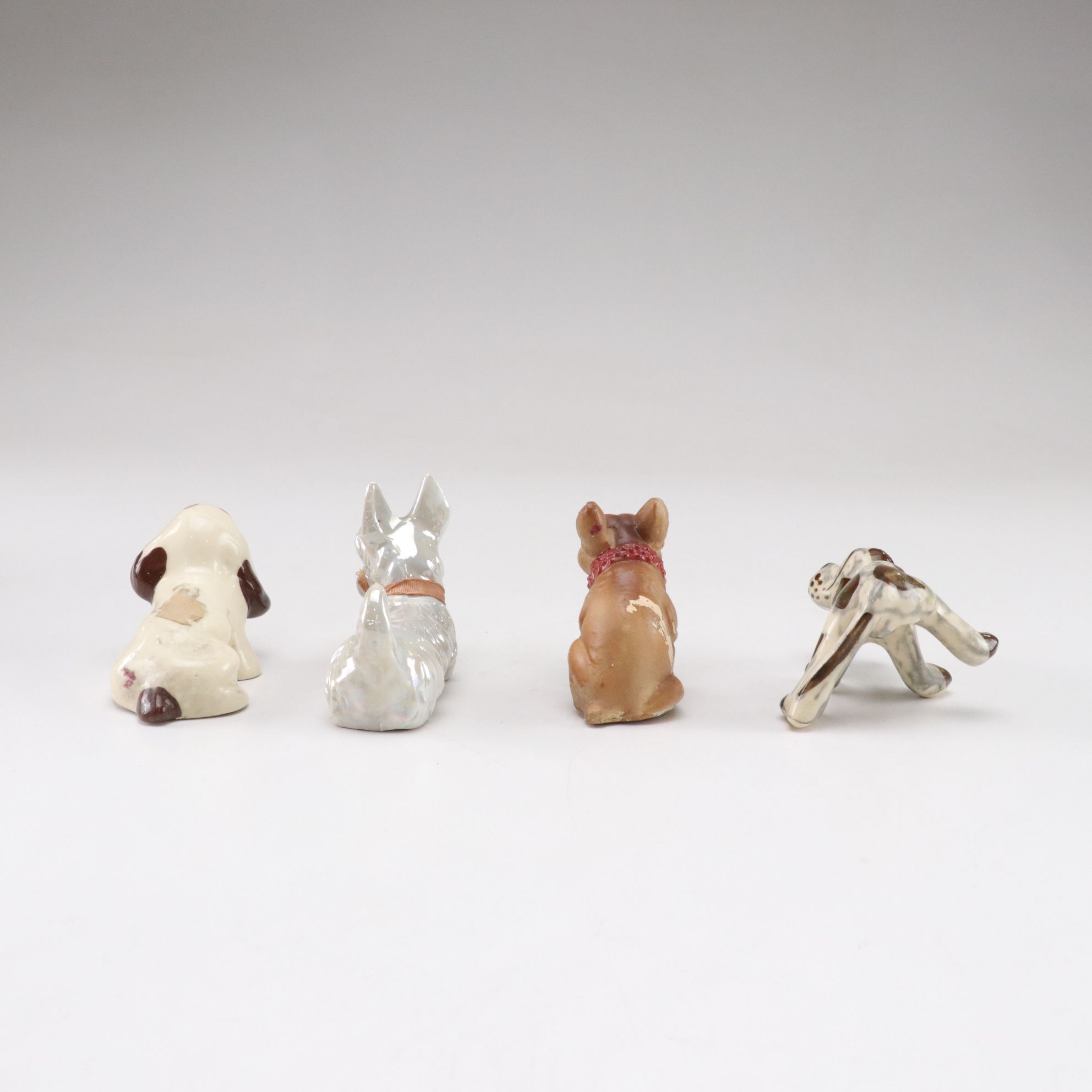 Hand-Painted Japanese Porcelain Dog Figurines