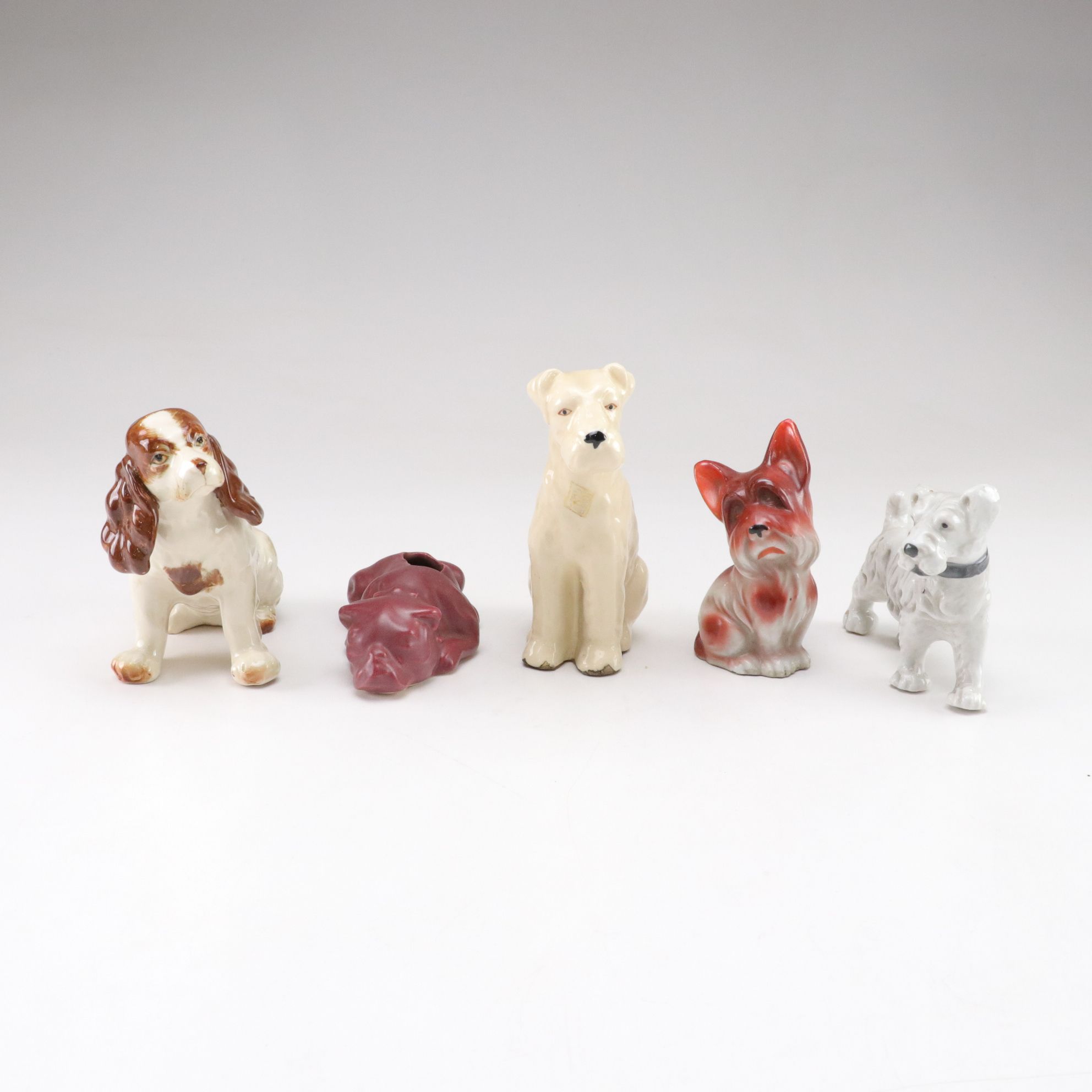 Hand-Painted Japanese Porcelain Dog Figurines